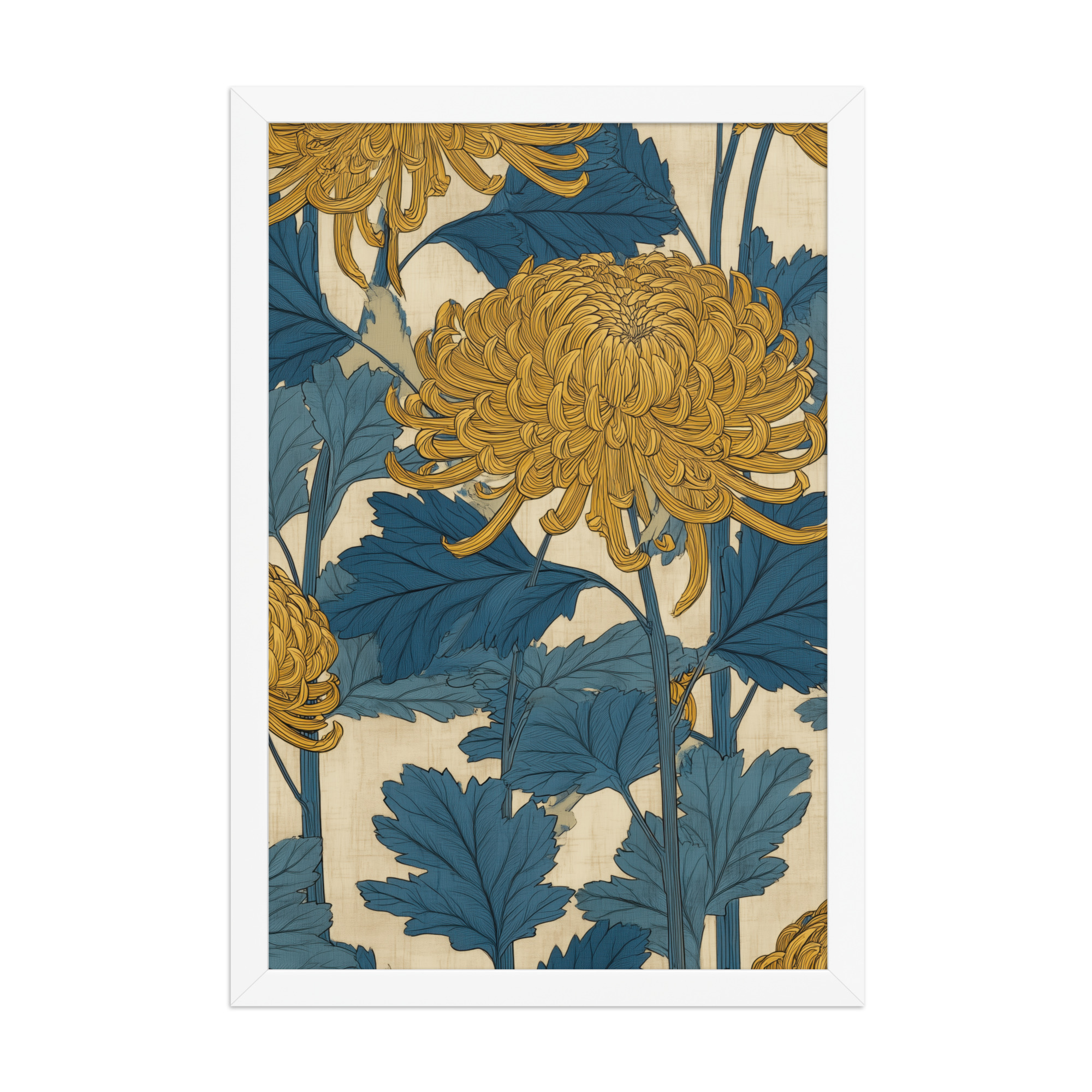 Amber Chrysanthemum — Japandi Floral Wall Decor — Framed Poster - Image 14