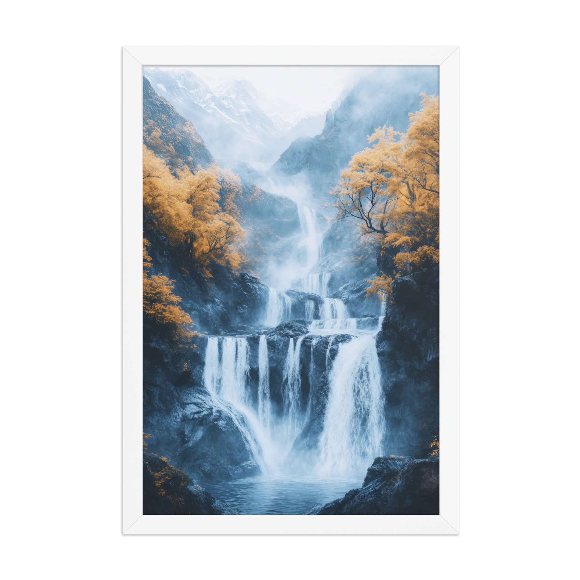 Autumn Falls — Waterfall Landscape Wall Art — Framed Poster - Image 17