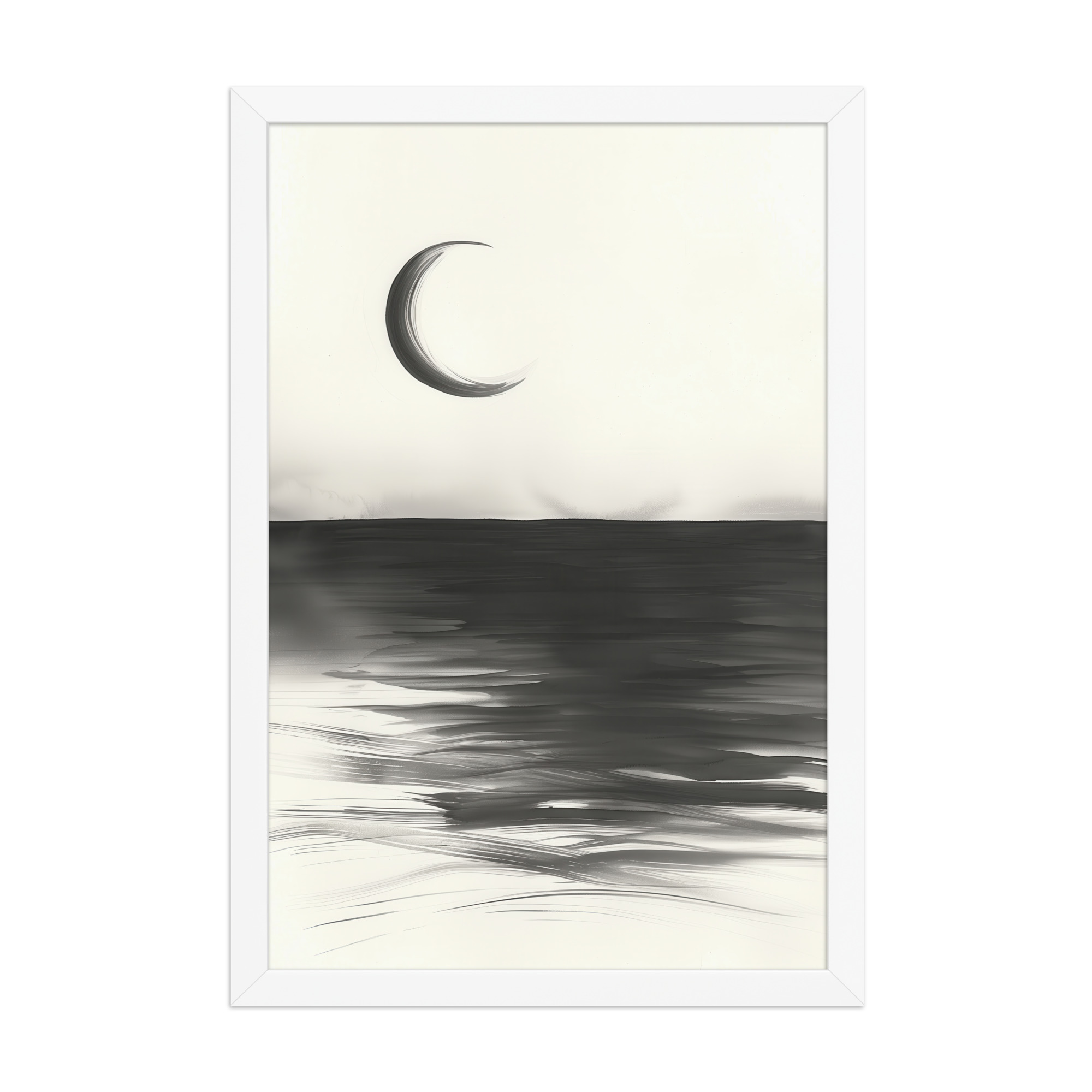 Crescent Reflections — Minimal Seascape Wall Decor — Framed Poster - Image 20