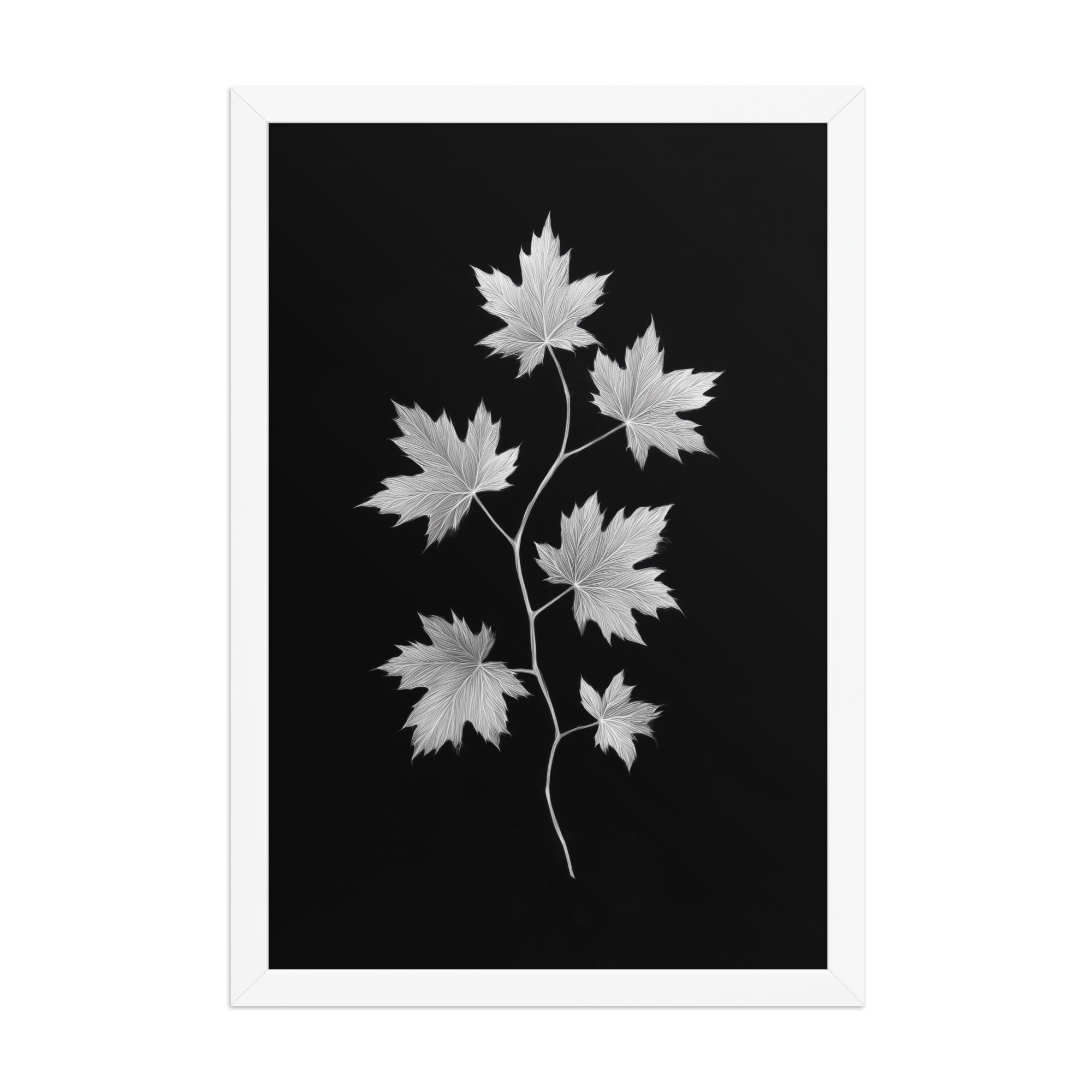 Ivory Veins — Japandi Maple Line Art — Framed Poster - Image 20