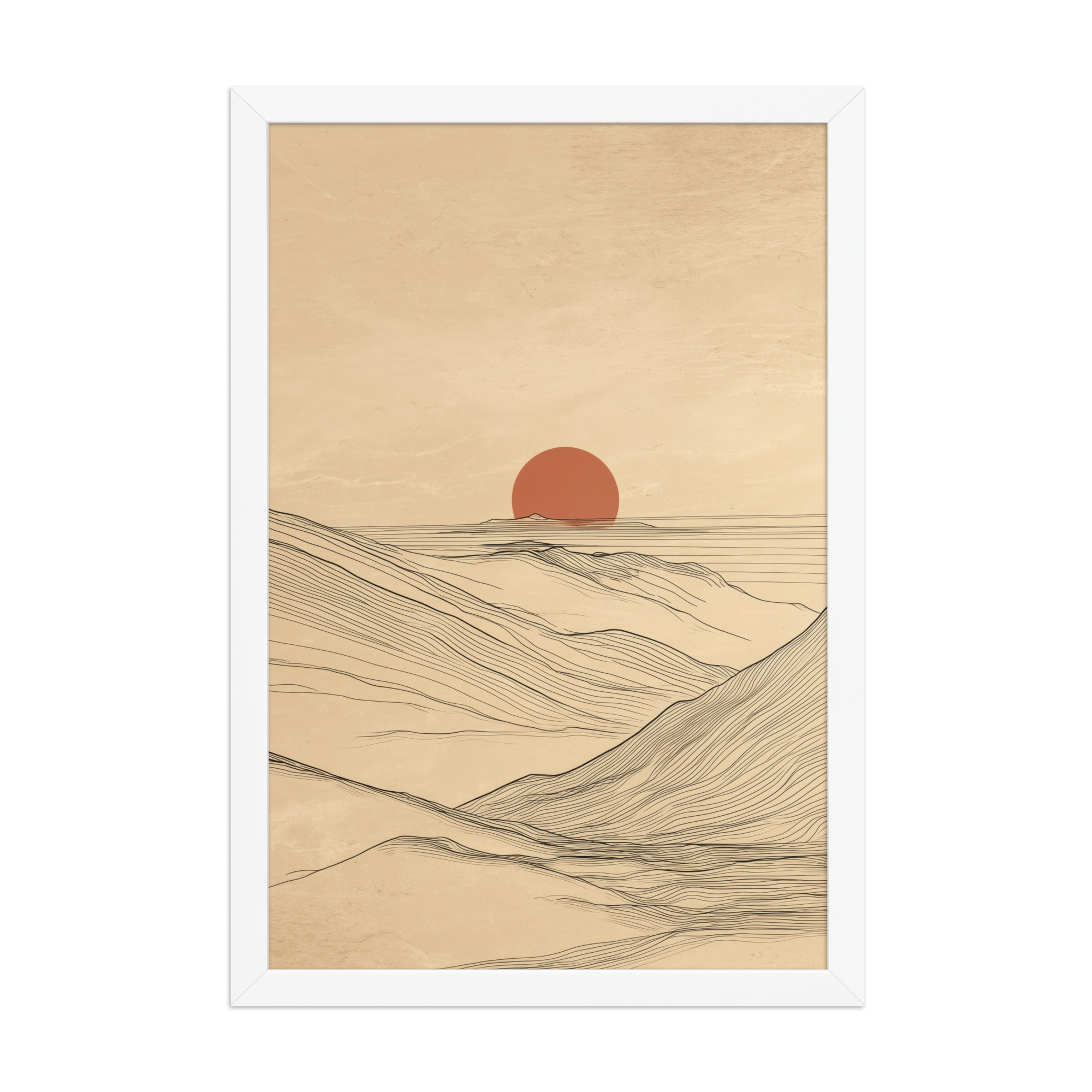 Desert Horizon — Japandi Desert Line Landscape Wall Art — Framed Poster - Image 14