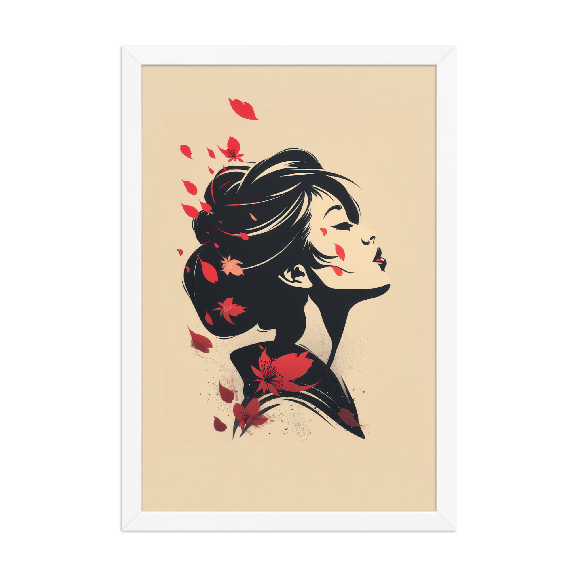 Blossoms in the Wind — Japandi Geisha Minimal Wall Art — Framed Poster - Image 20