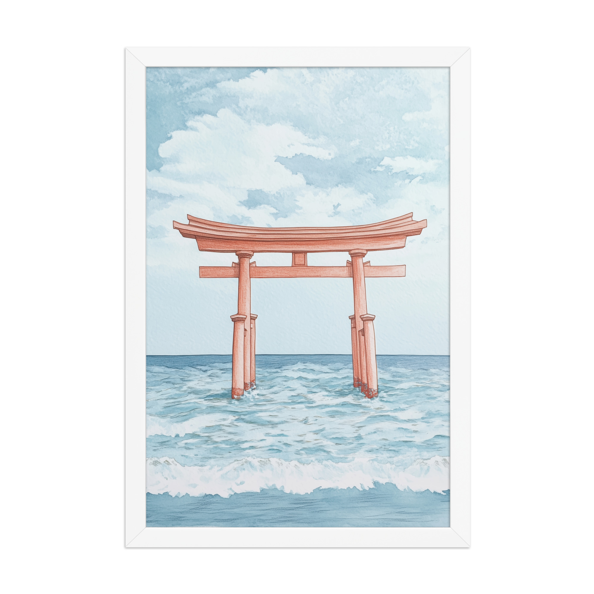 Torii Gate Waves — Coastal Shinto Shrine Wall Decor — Framed Poster - Image 20