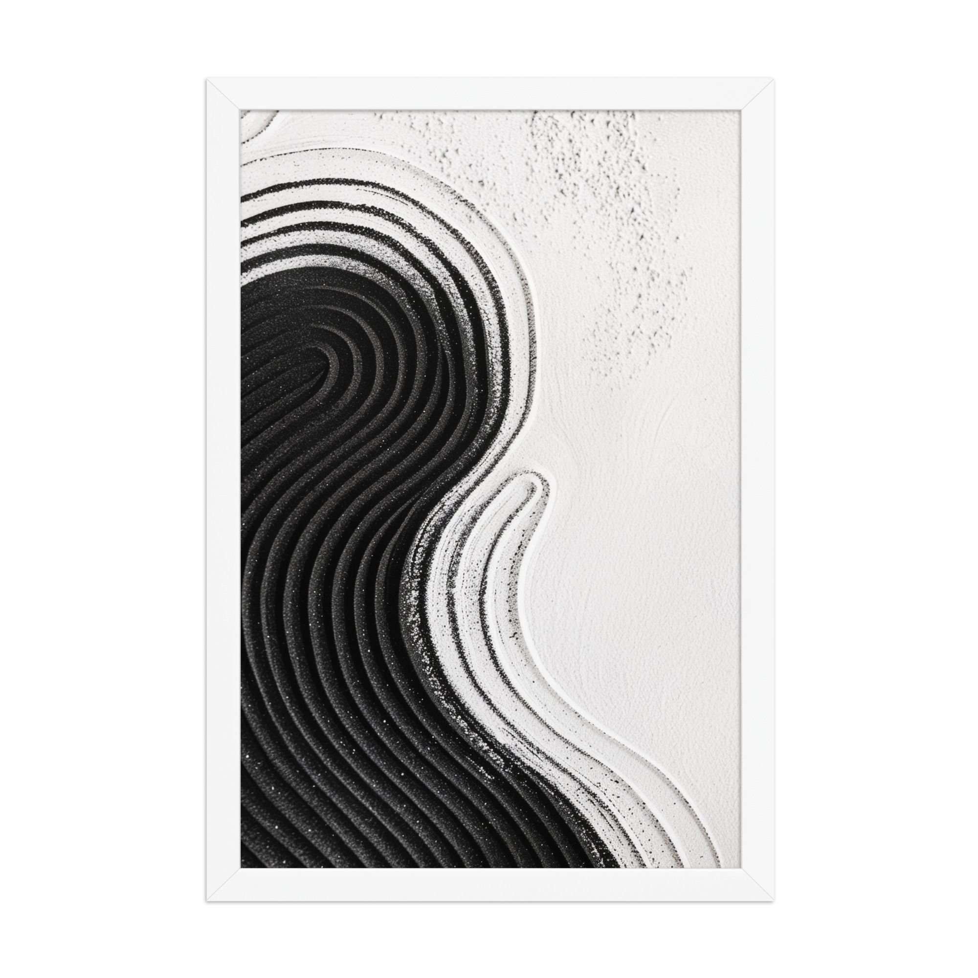 Black & White Ripple – Abstract Zen Sand Pattern Wall Art – Framed Poster - Image 20