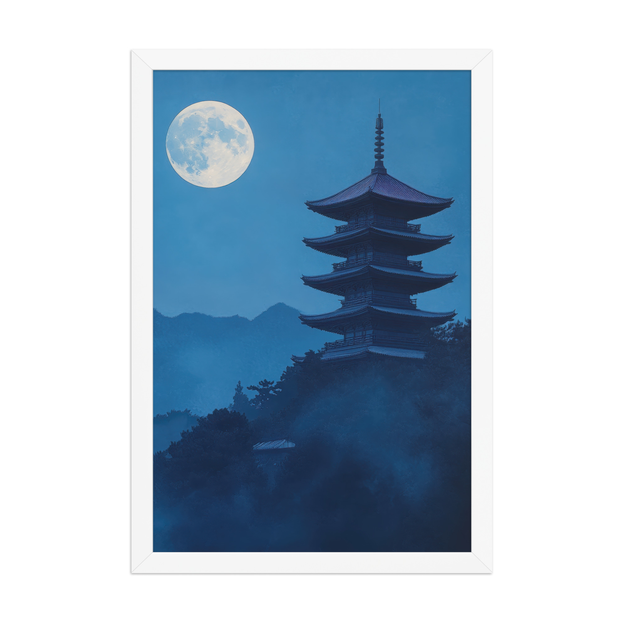 Twilight Pagoda Stillness — Moonlit Temple Wall Decor — Framed Poster - Image 17