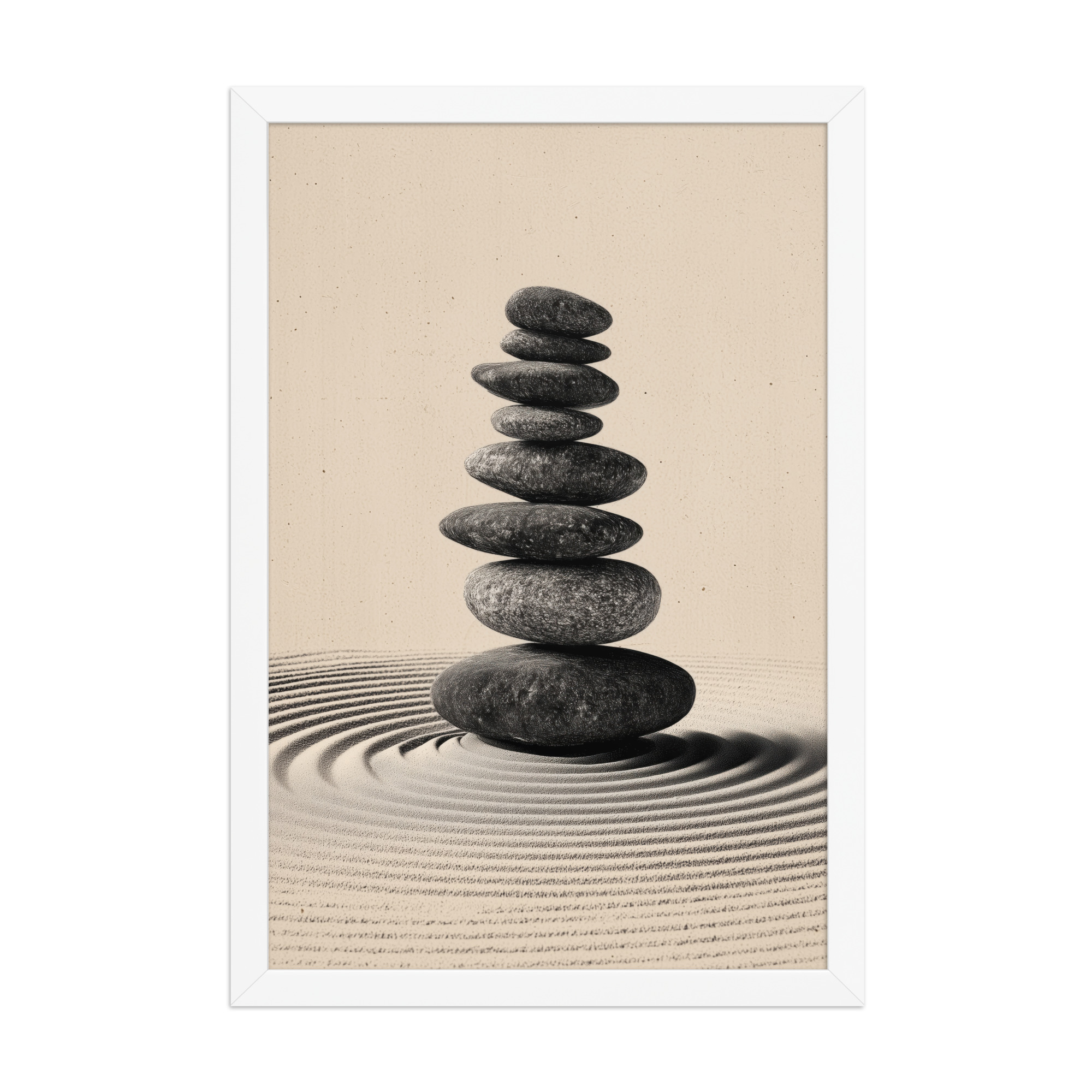 Balanced Stillness – Stacked Stones I Neutral Zen Stones Wall Art – Framed Poster - Image 20