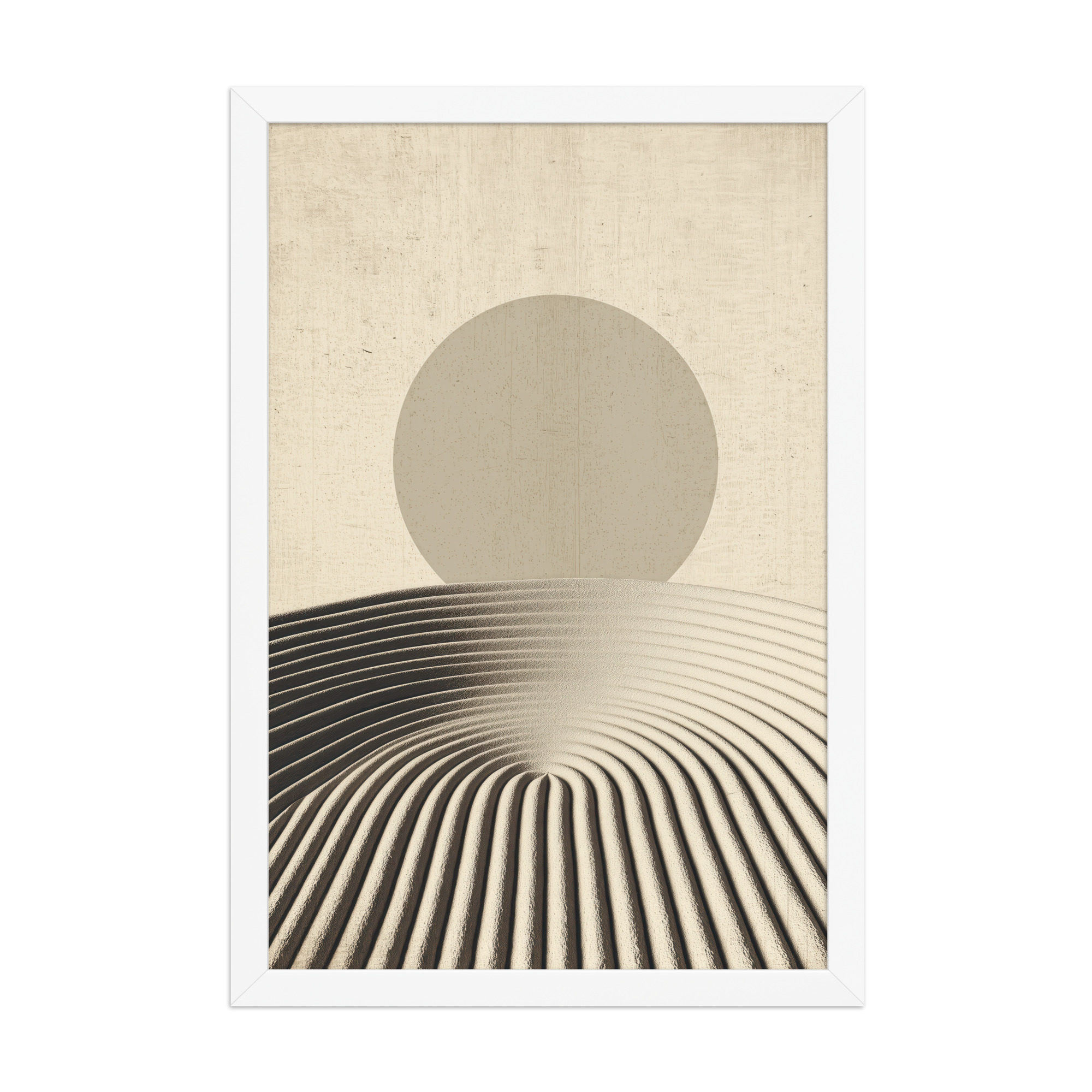 Zen Dune Sun – Raked Sand Dunes with Minimal Sun Wall Art – Framed Poster - Image 20