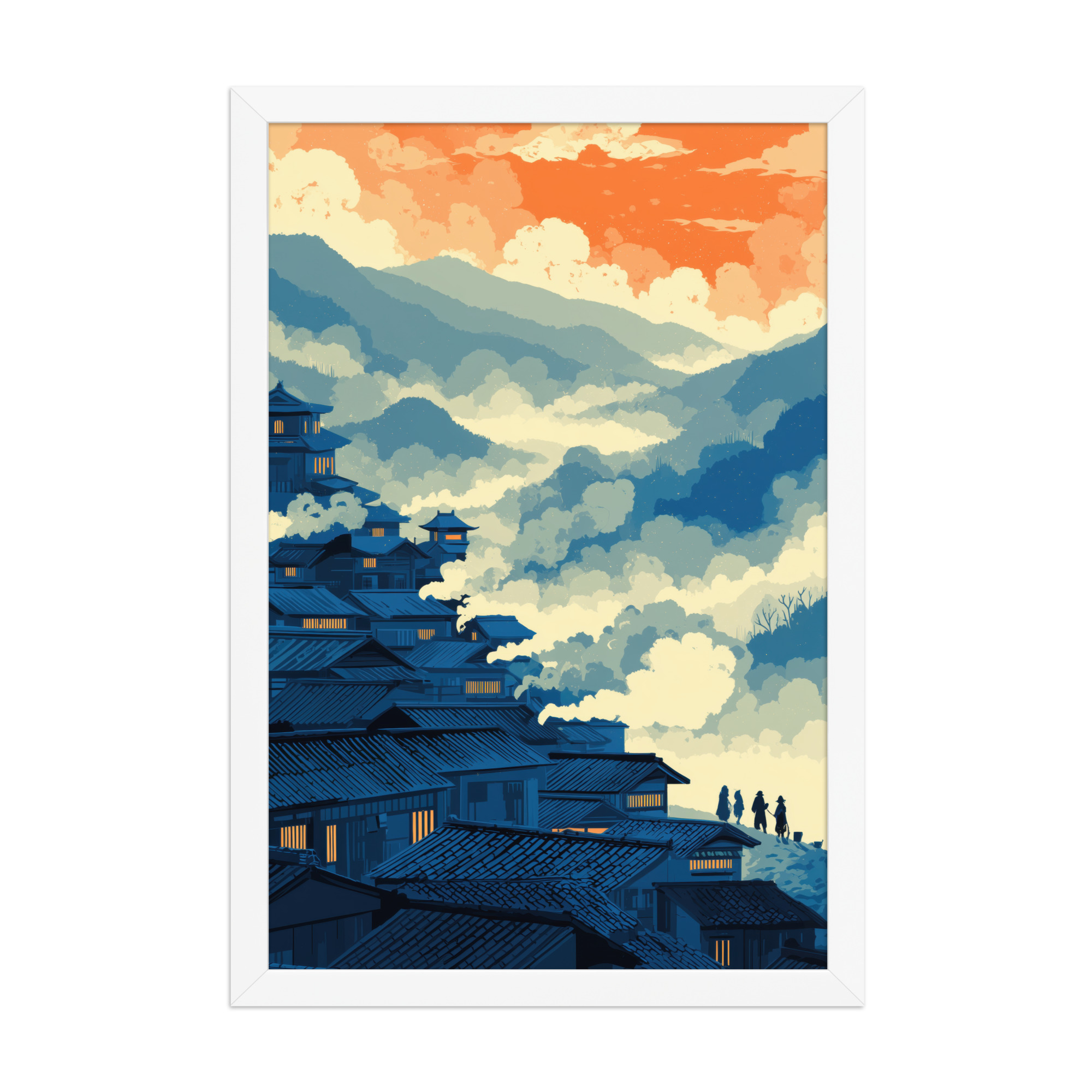 Twilight Over Hillside Village – Ukiyo-e Wall Art Print – Framed Poster - Image 17