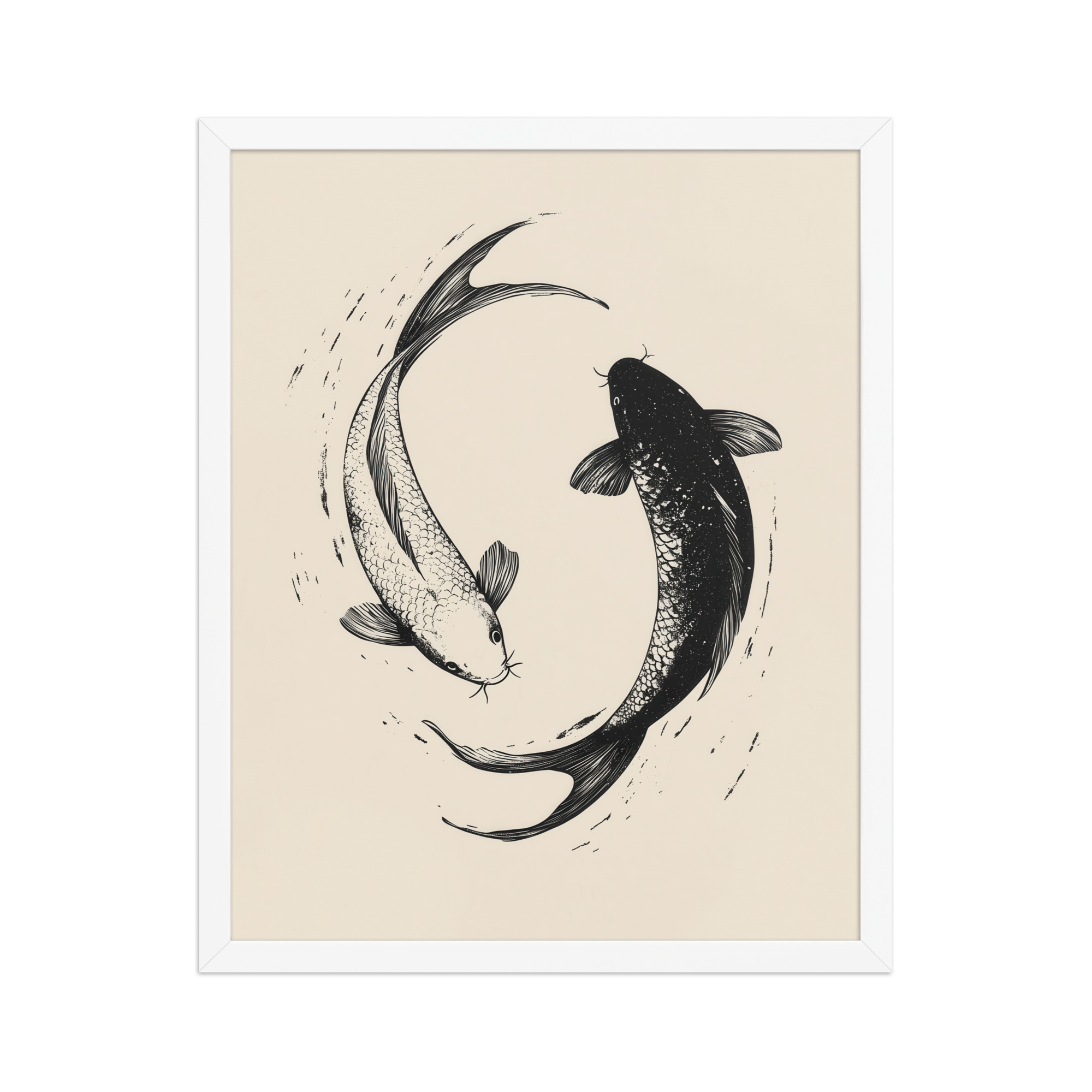 Yin and Yang Koi Flow — Minimal Ink Koi Art — Framed Poster - Image 18
