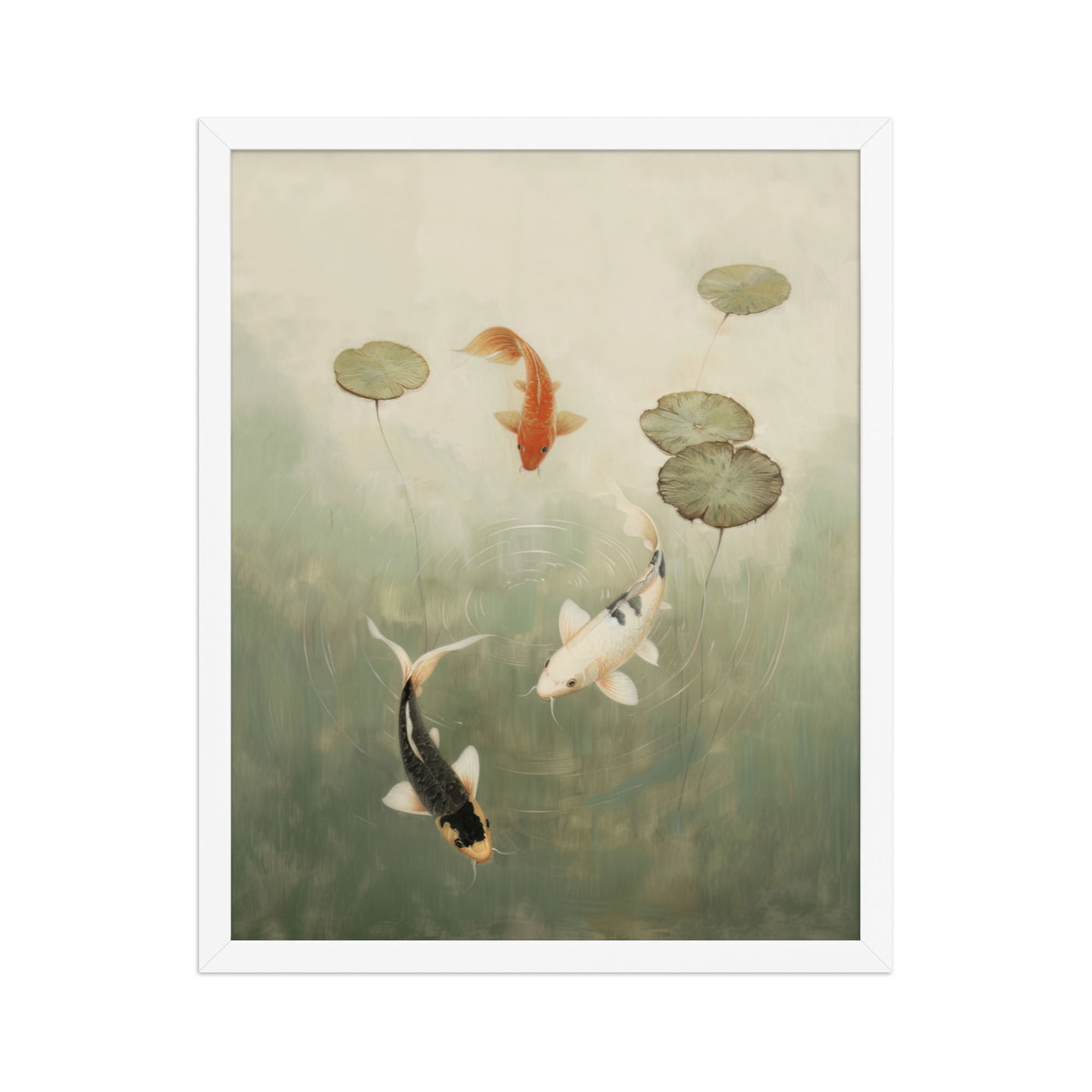 Koi Among Lilies — Tranquil Pond Art — Framed Poster - Image 21