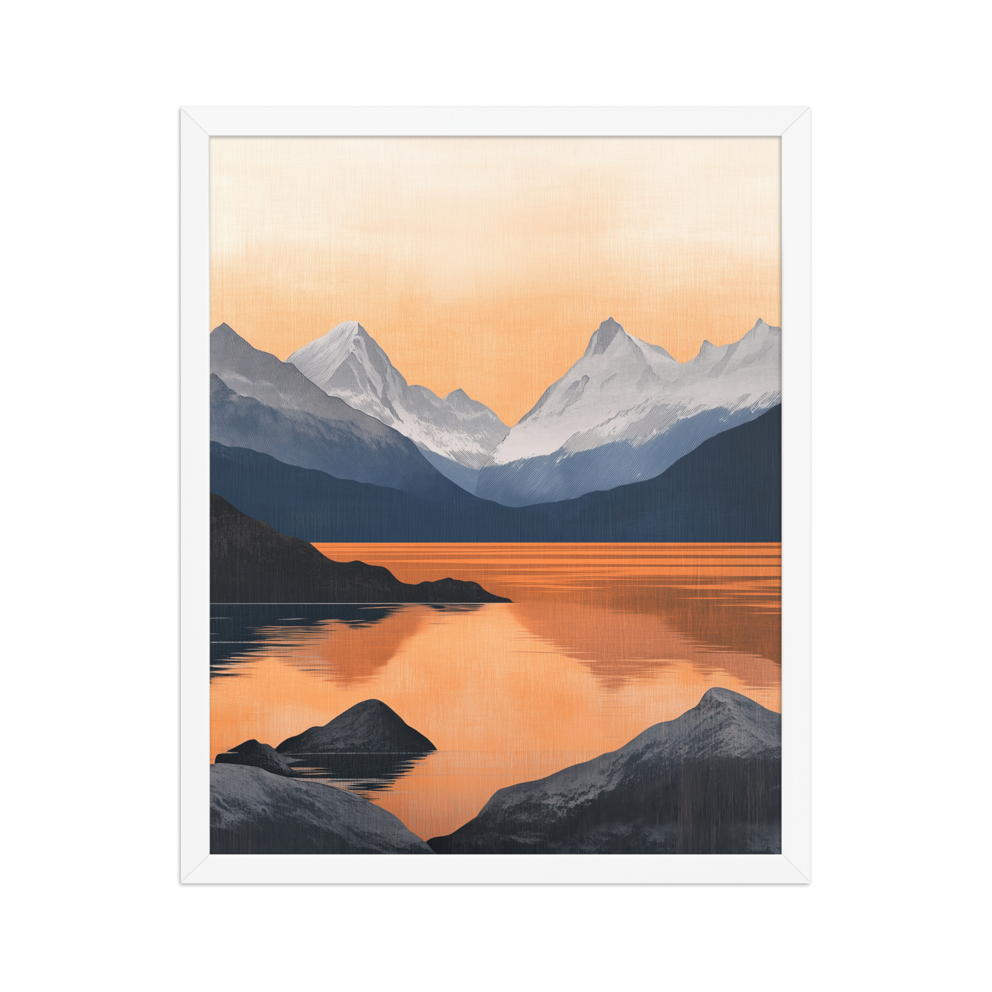 Nordic Sunset Reflections — Serene Mountain Lake Panorama Landscape Wall Art — Framed Poster - Image 18