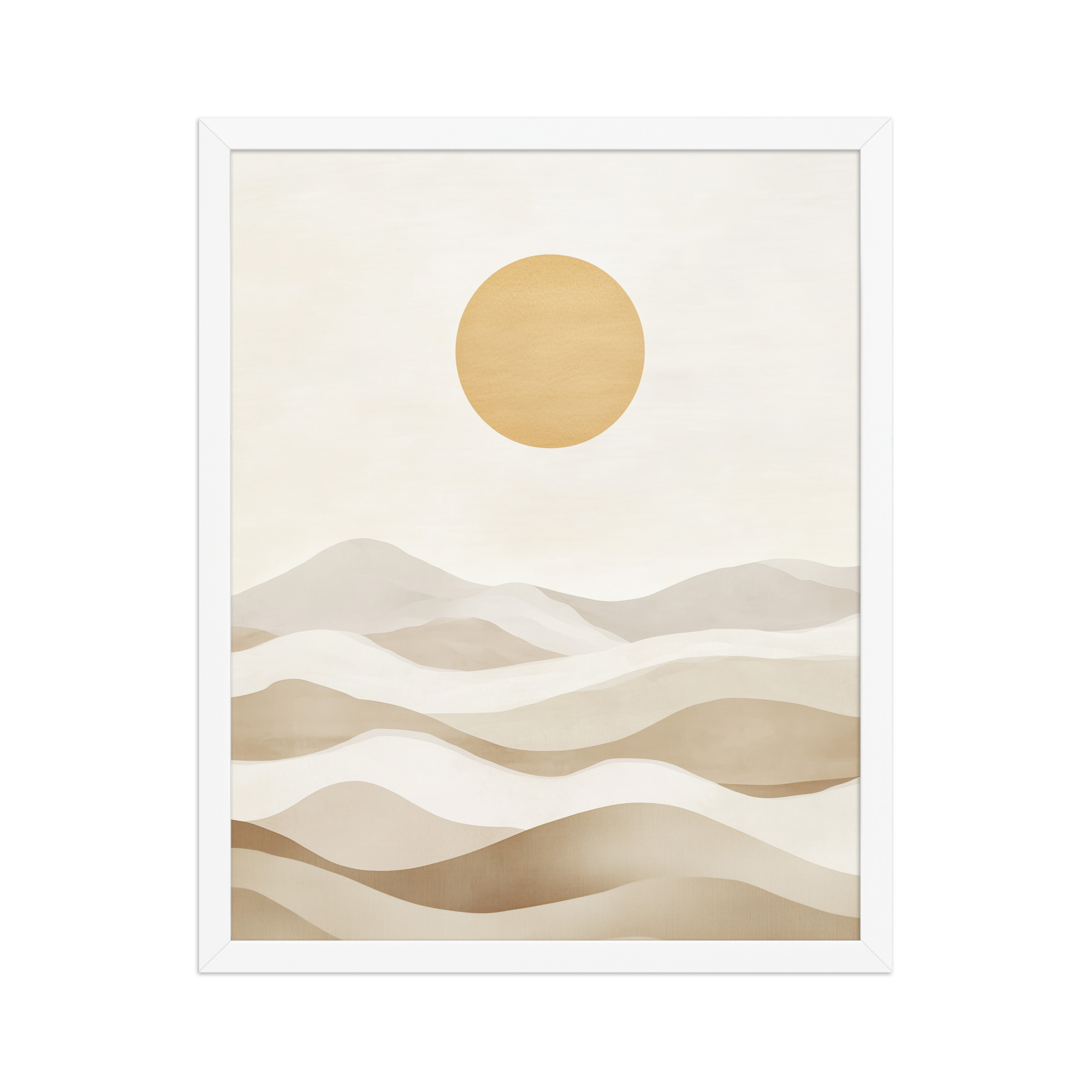 Minimal Dunes and Golden Sun — Japandi Desert Landscape Wall Decor — Framed Poster - Image 18