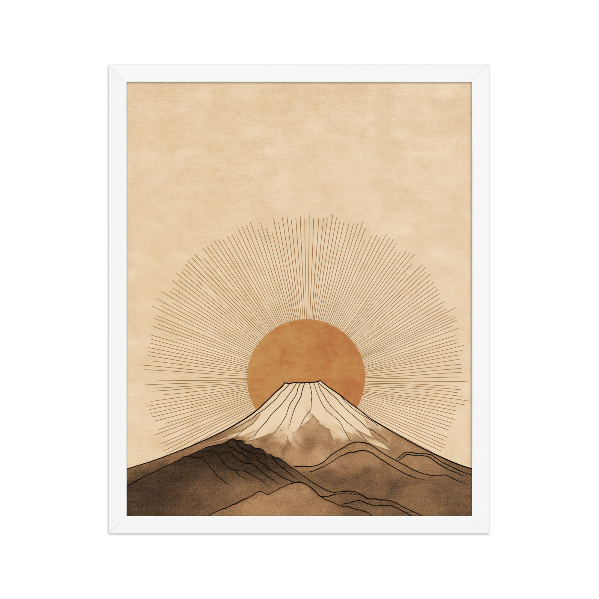 Fuji Radiance — Japandi Sunburst Mountain Wall Art — Framed Poster - Image 15