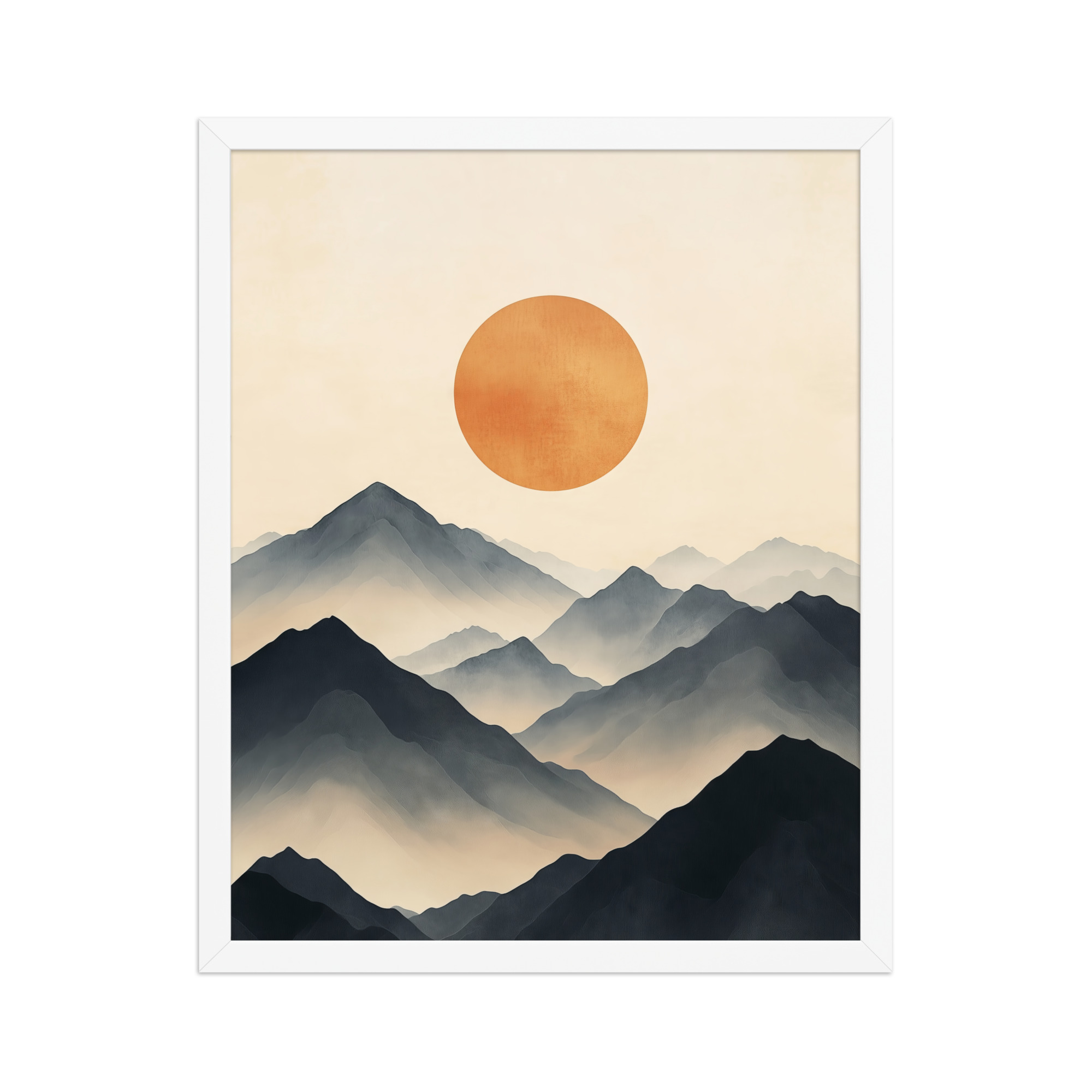 Layered Serenity — Neutral Misty Mountains Wall Decor — Framed Poster - Image 18