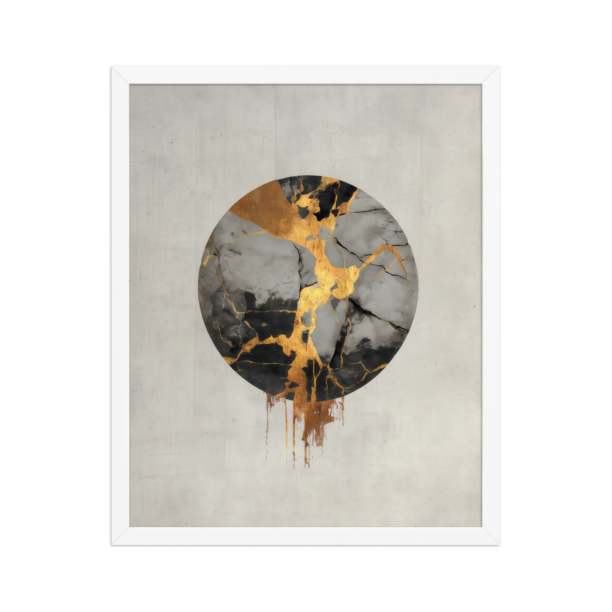 Broken Circle Golden Soul — Kintsugi Marble Circle Art with Gold Veins — Framed Poster - Image 19