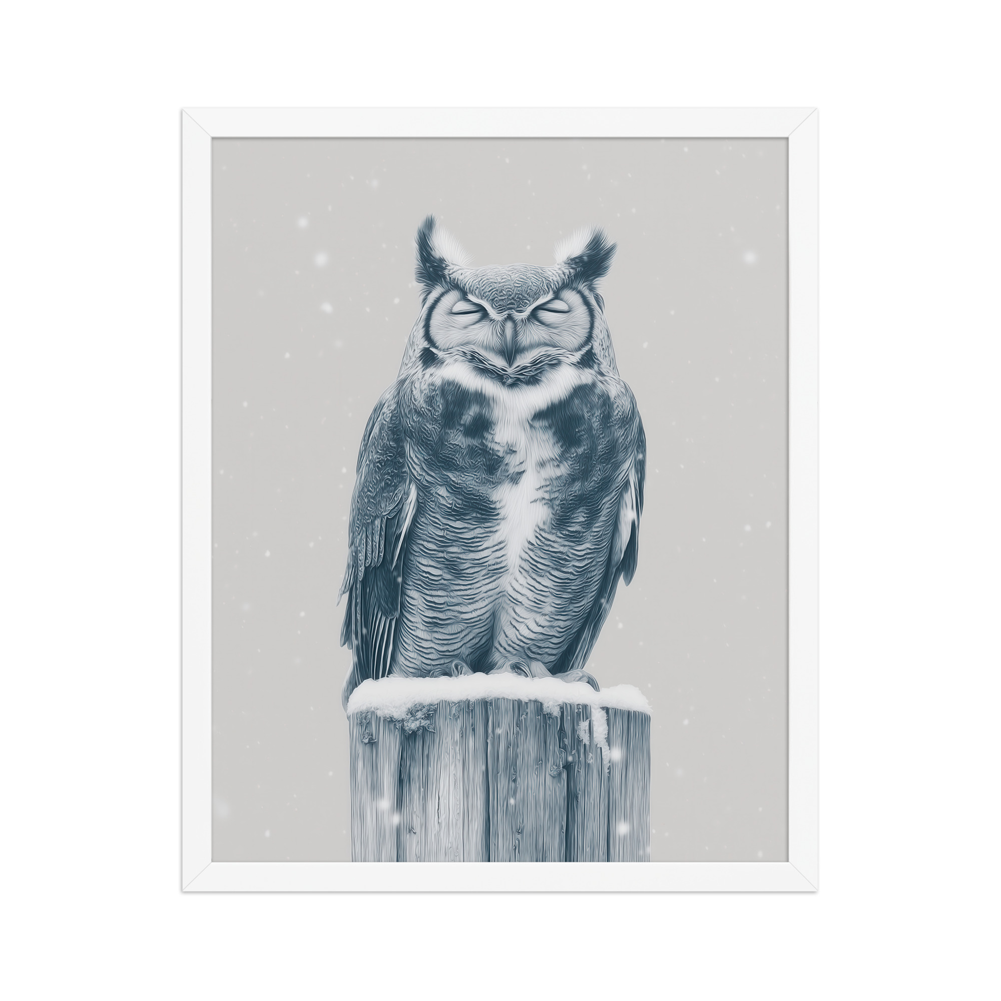 Silent Sentinel – Snow Owl Winter Wildlife Art in Neutrals Wall Decor — Framed Poster - Image 21