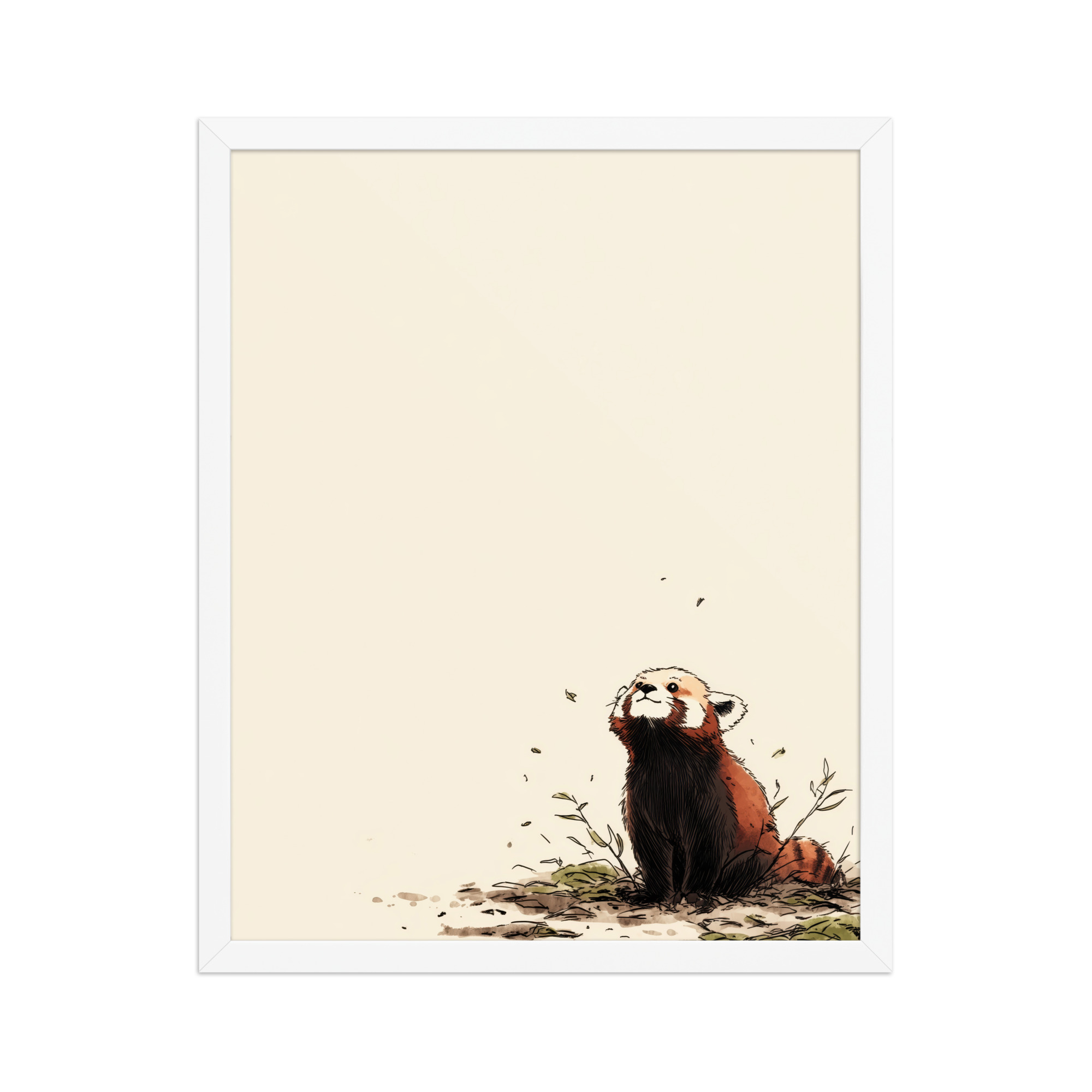 Red Panda in the Wind — Minimal Illustrated Animal Wall Art — Framed Poster - Image 18