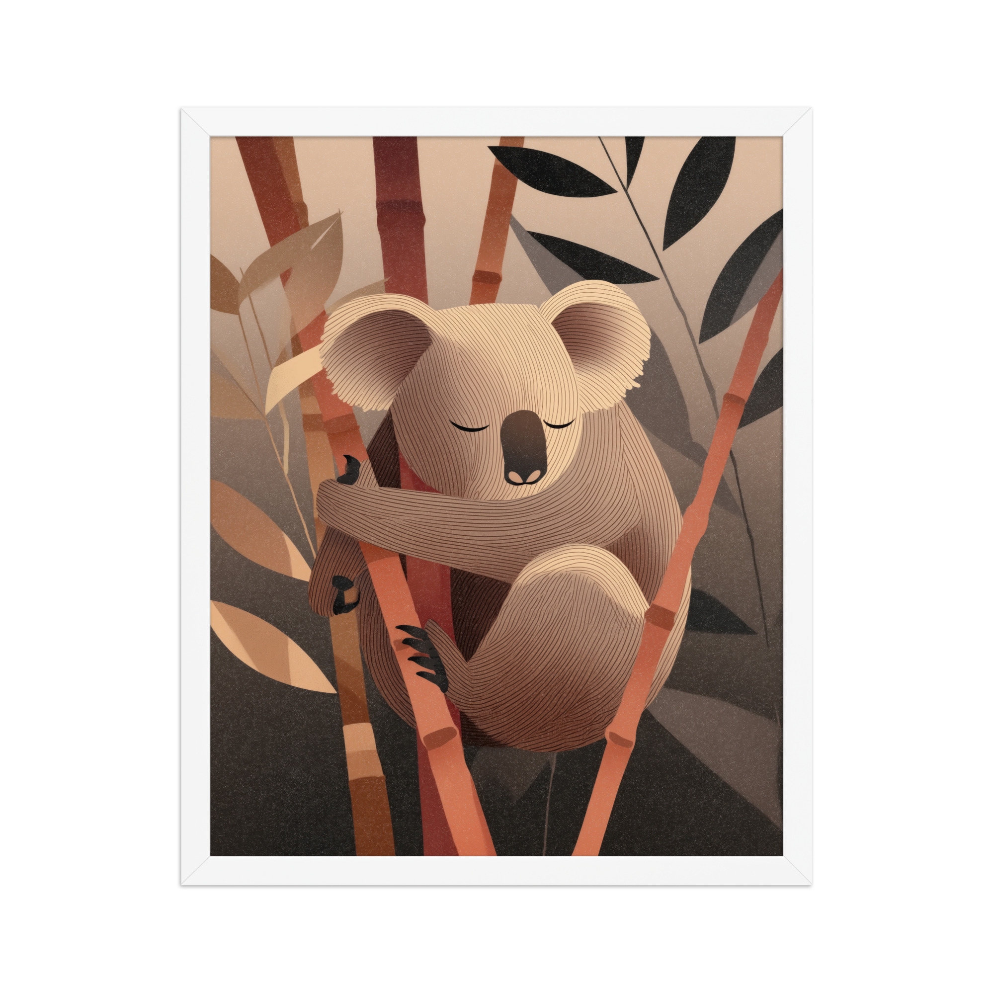 Koala Dreams in Bamboo — Minimal Sleeping Koala in Warm Tones Wall Decor — Framed Poster - Image 21