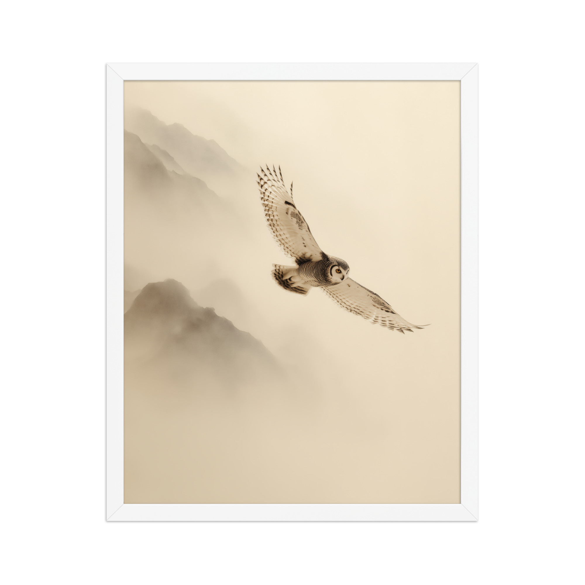 Flight Through Mist — Owl in Motion Wildlife Wall Art — Framed Poster - Image 18