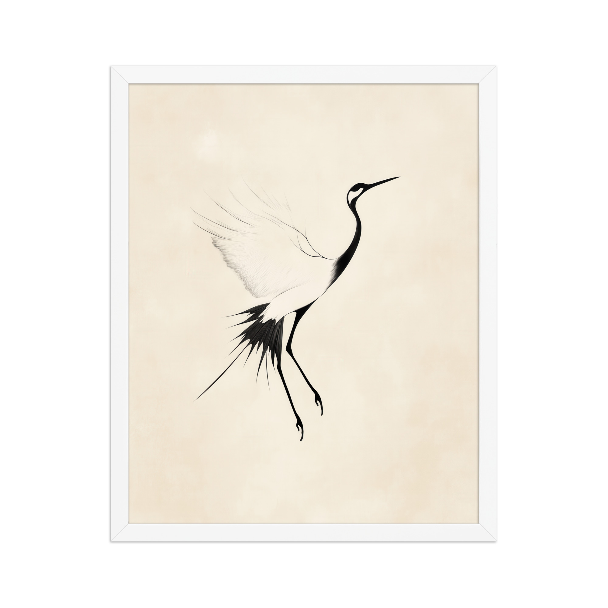 Crane of Still Winds — Red-Crowned Crane Minimal Ink Art — Framed Poster - Image 21