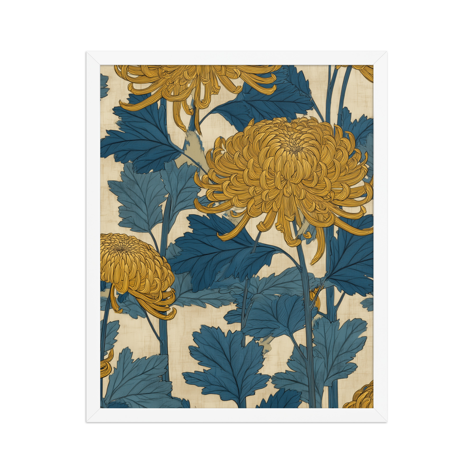 Amber Chrysanthemum — Japandi Floral Wall Decor — Framed Poster - Image 15