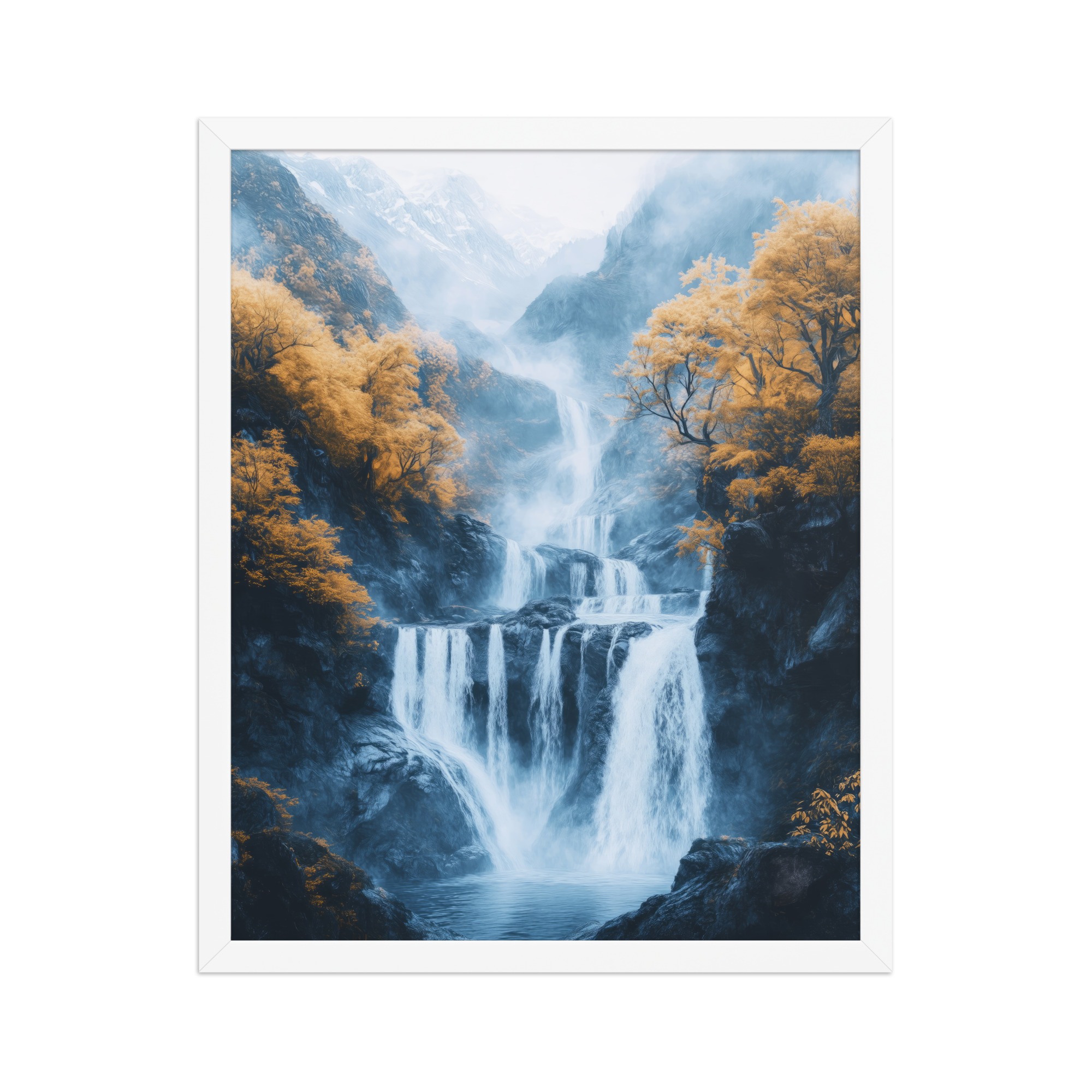 Autumn Falls — Waterfall Landscape Wall Art — Framed Poster - Image 18