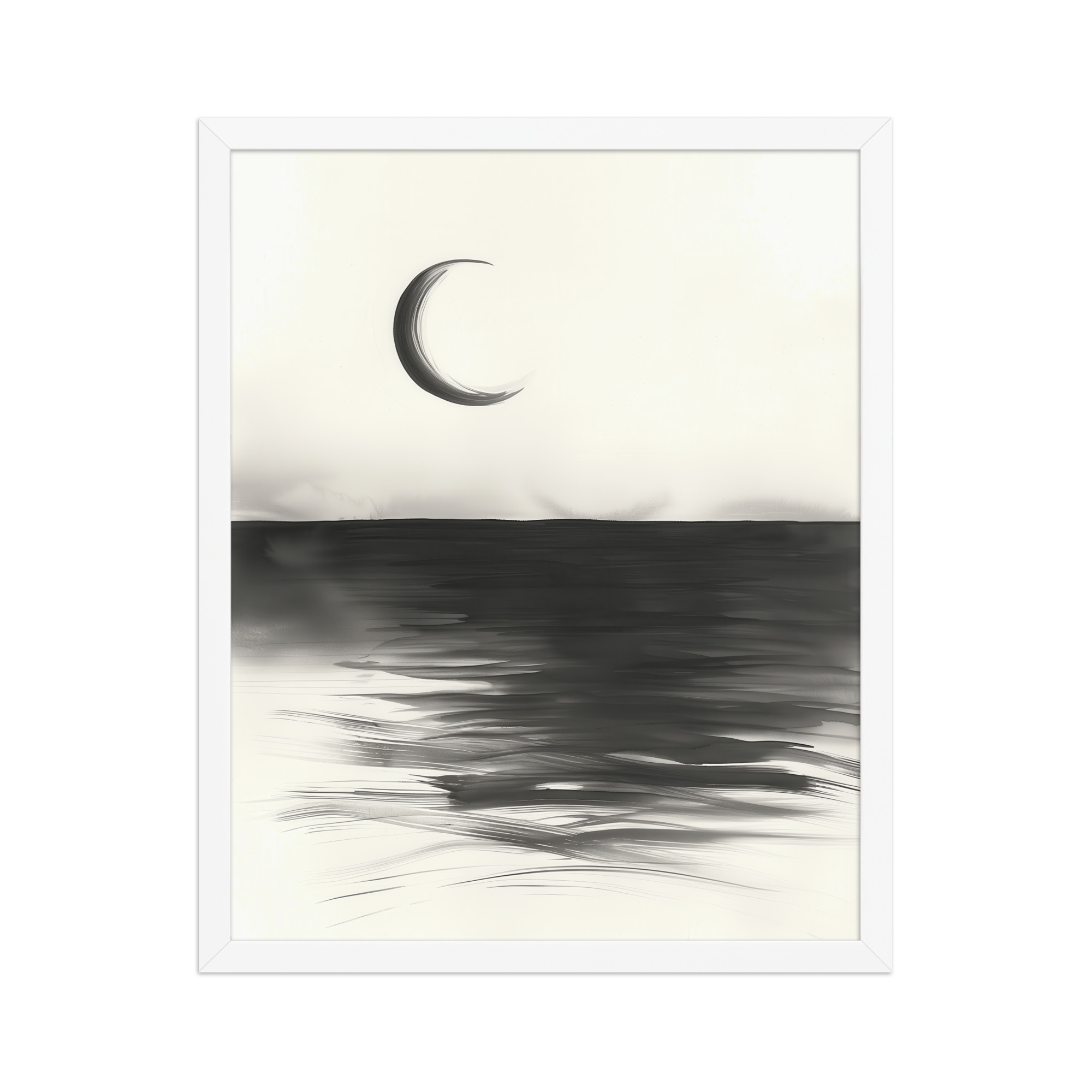 Crescent Reflections — Minimal Seascape Wall Decor — Framed Poster - Image 21