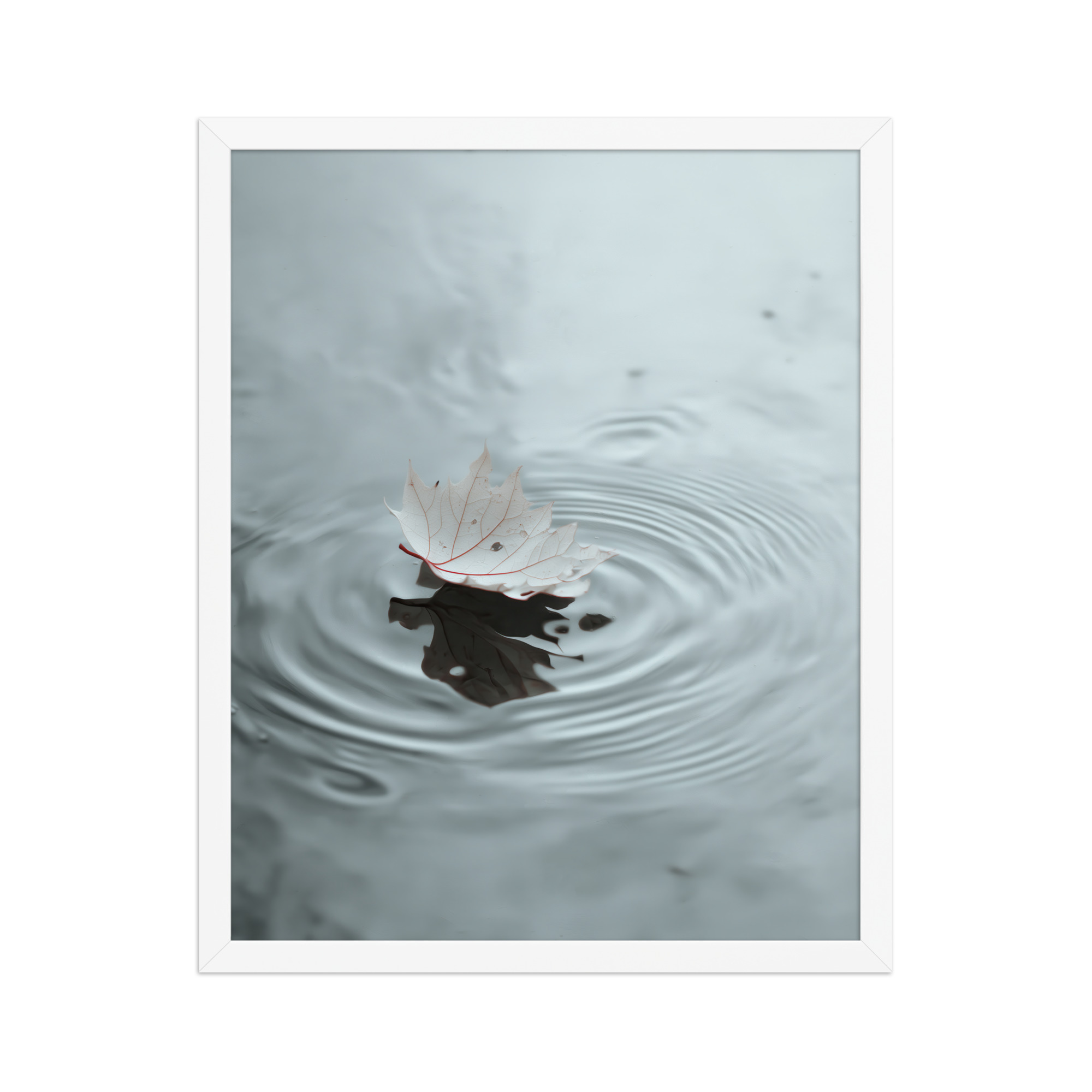 Floating Stillness — Leaf on Water Wall Decor — Framed Poster - Image 21