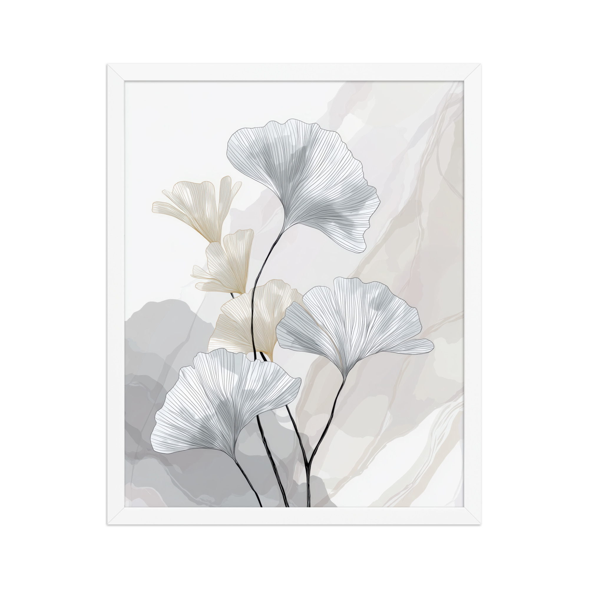 Ginkgo Harmony (Pale Edition) — Line Art Botanical Wall Decor — Framed Poster - Image 16