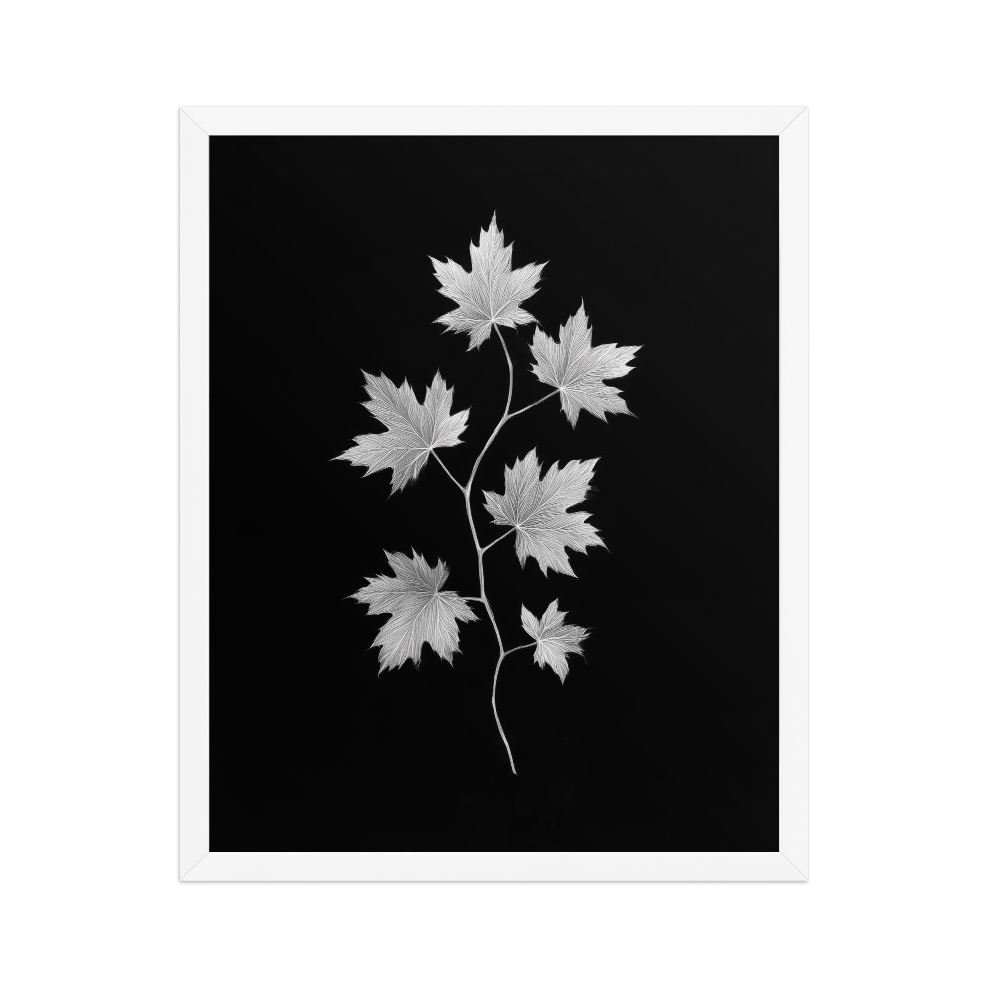Ivory Veins — Japandi Maple Line Art — Framed Poster - Image 21