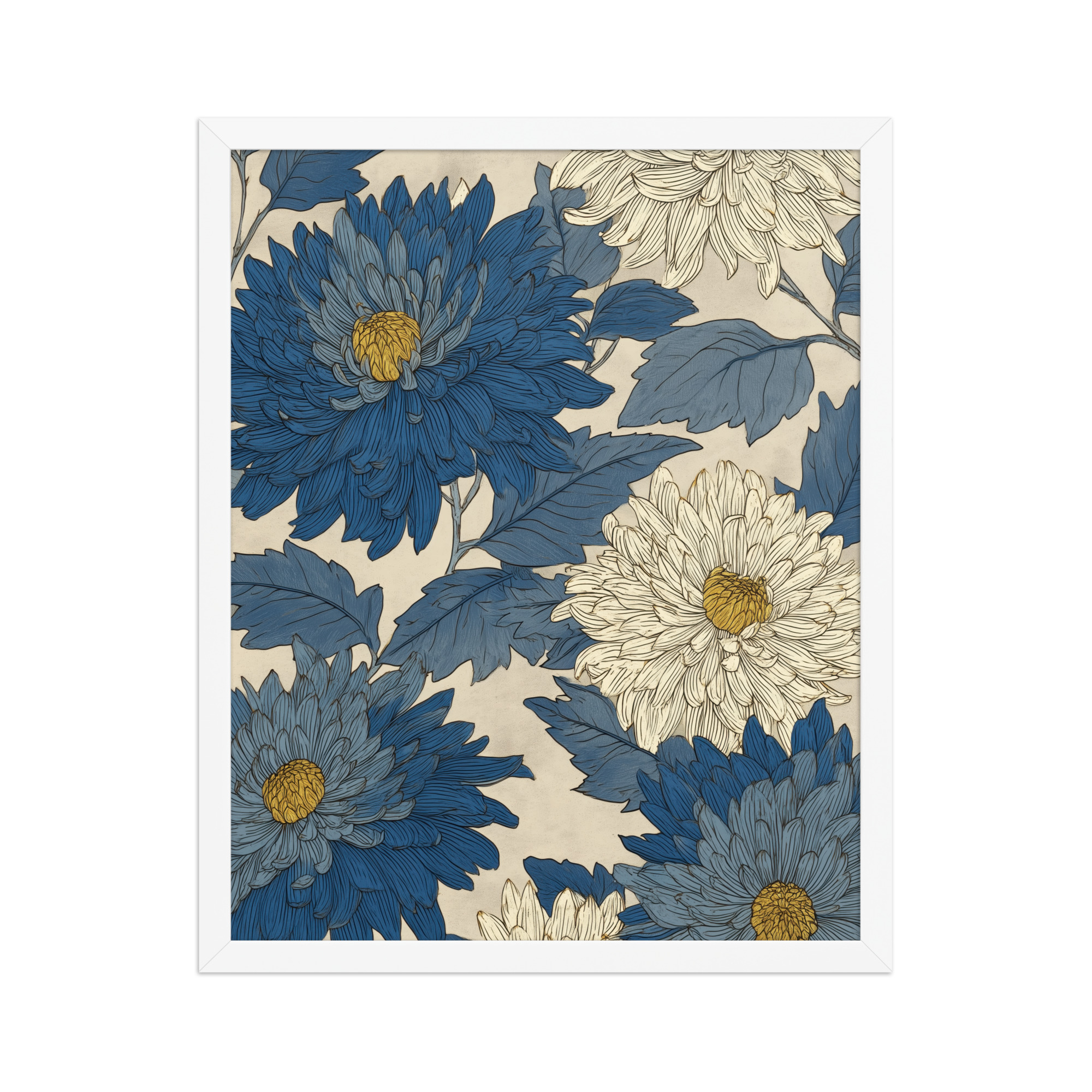 Mixed Chrysanthemums — Vintage Floral Pattern Wall Decor — Framed Poster - Image 18