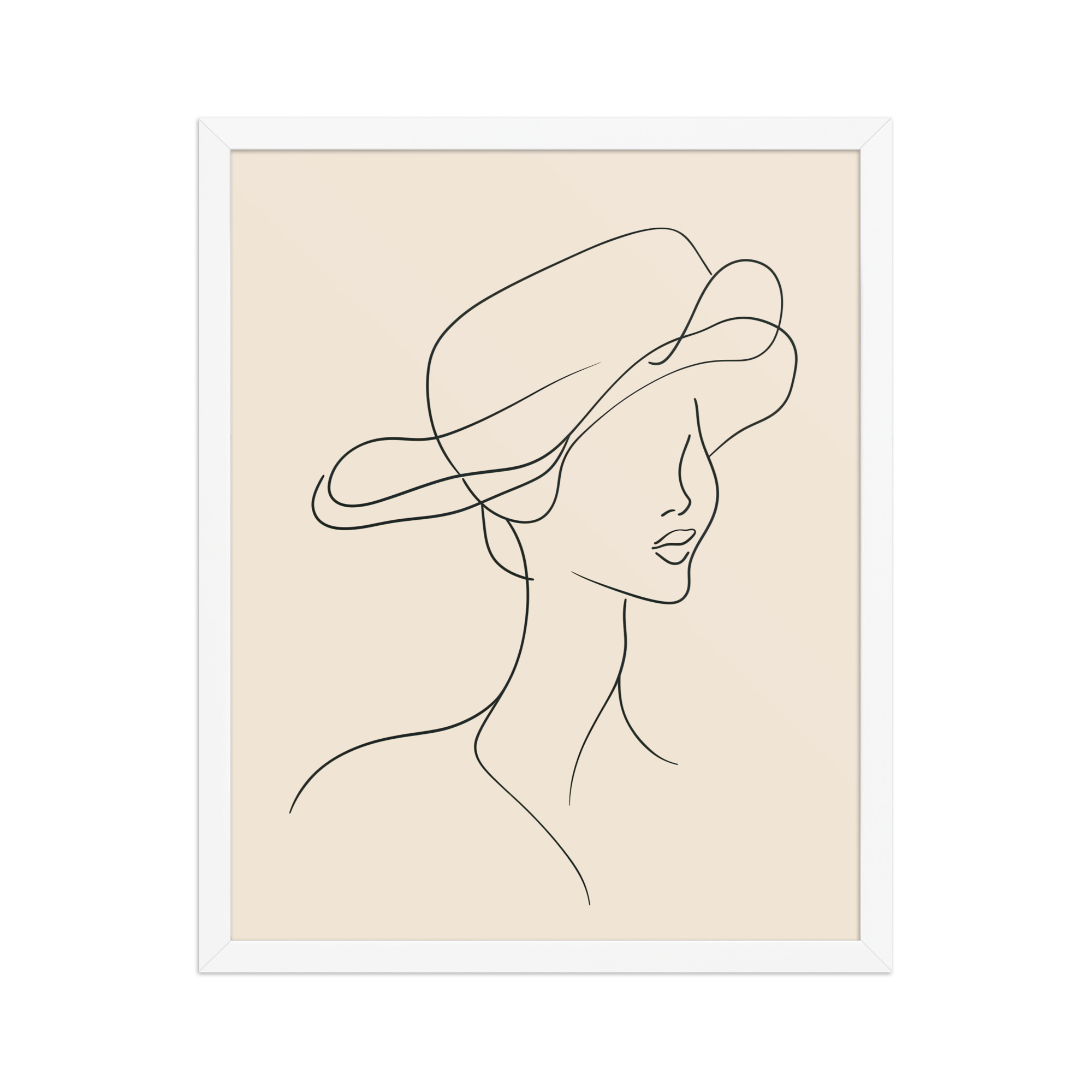Woman in the Wind — Minimal Line Art Portrait Wall Art — Framed Poster - Image 12