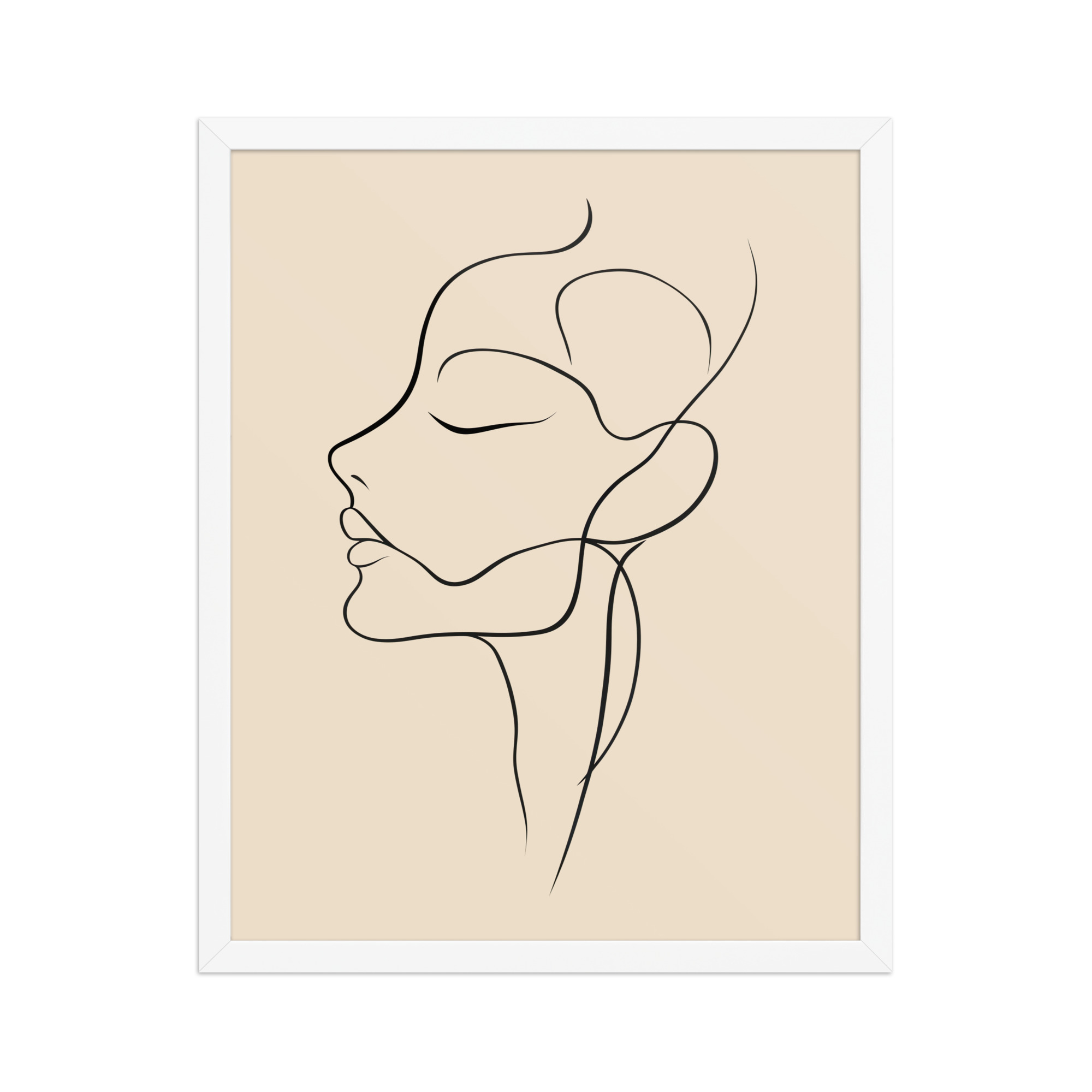 Serenity in Profile — Minimal Line Face Wall Art — Framed Poster - Image 12