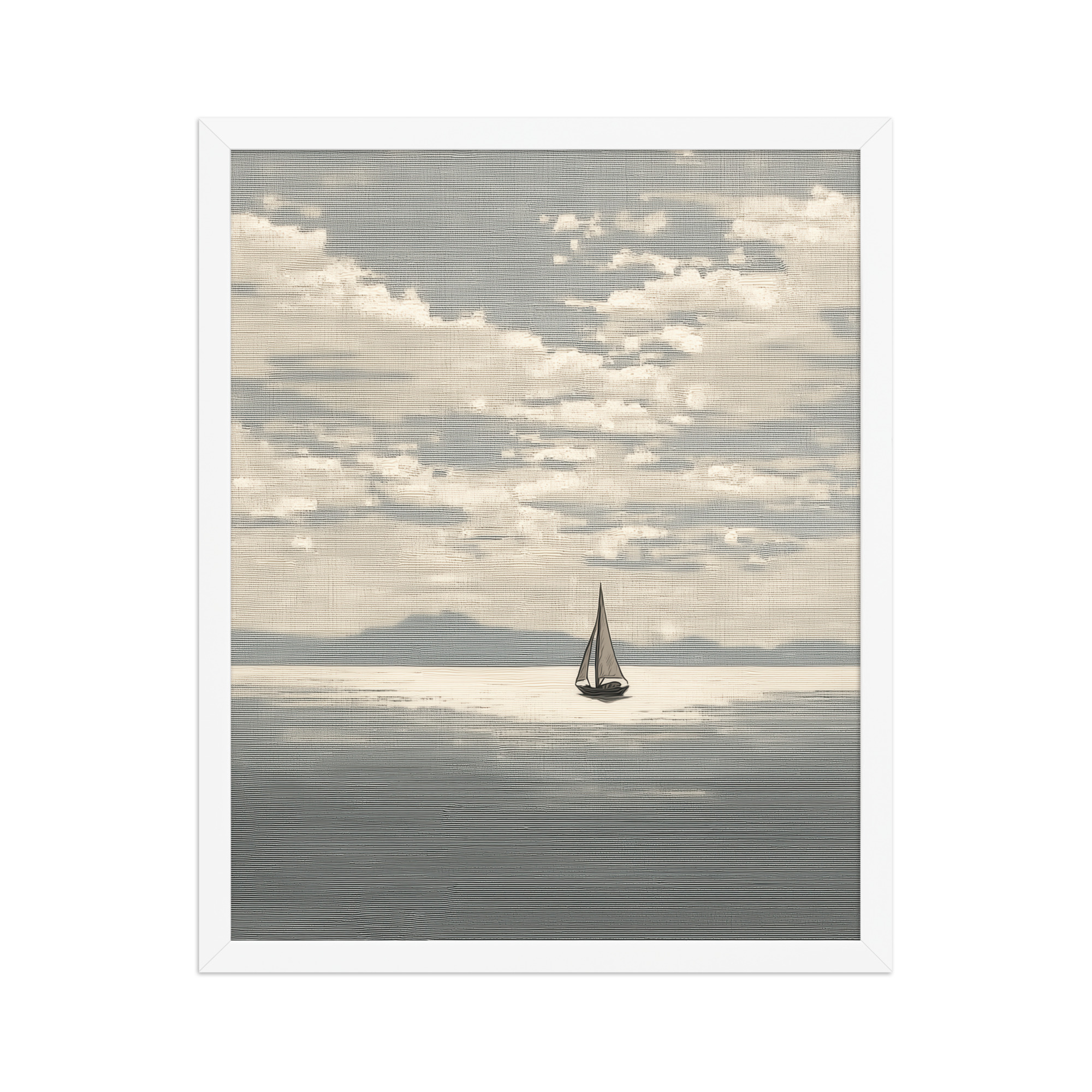 Sailboat Journey — Minimal Seascape, Neutral Japandi Wall Art — Framed Poster - Image 15