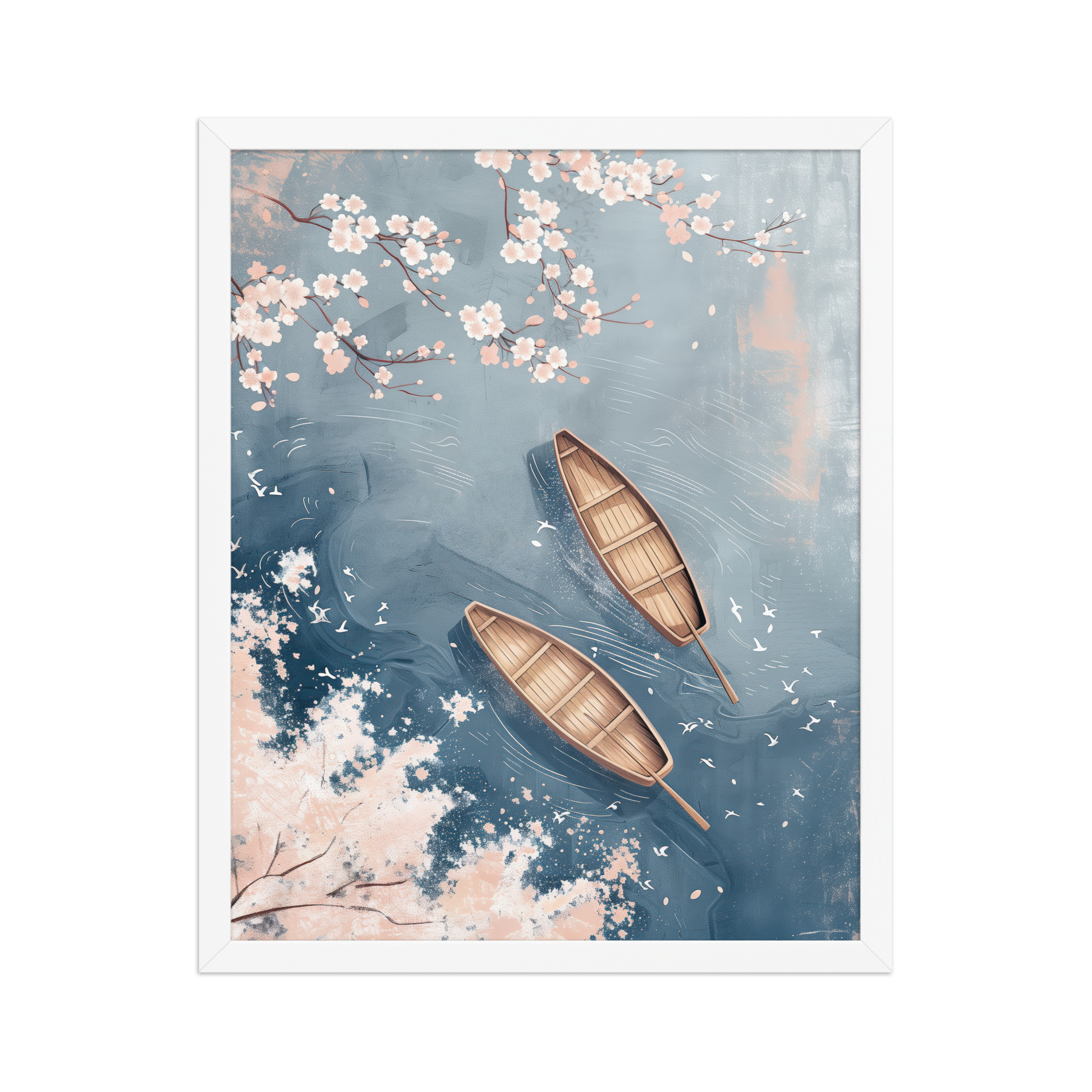 Cherry Blossom Drifting — Sakura River Landscape Wall Art — Framed Poster - Image 15