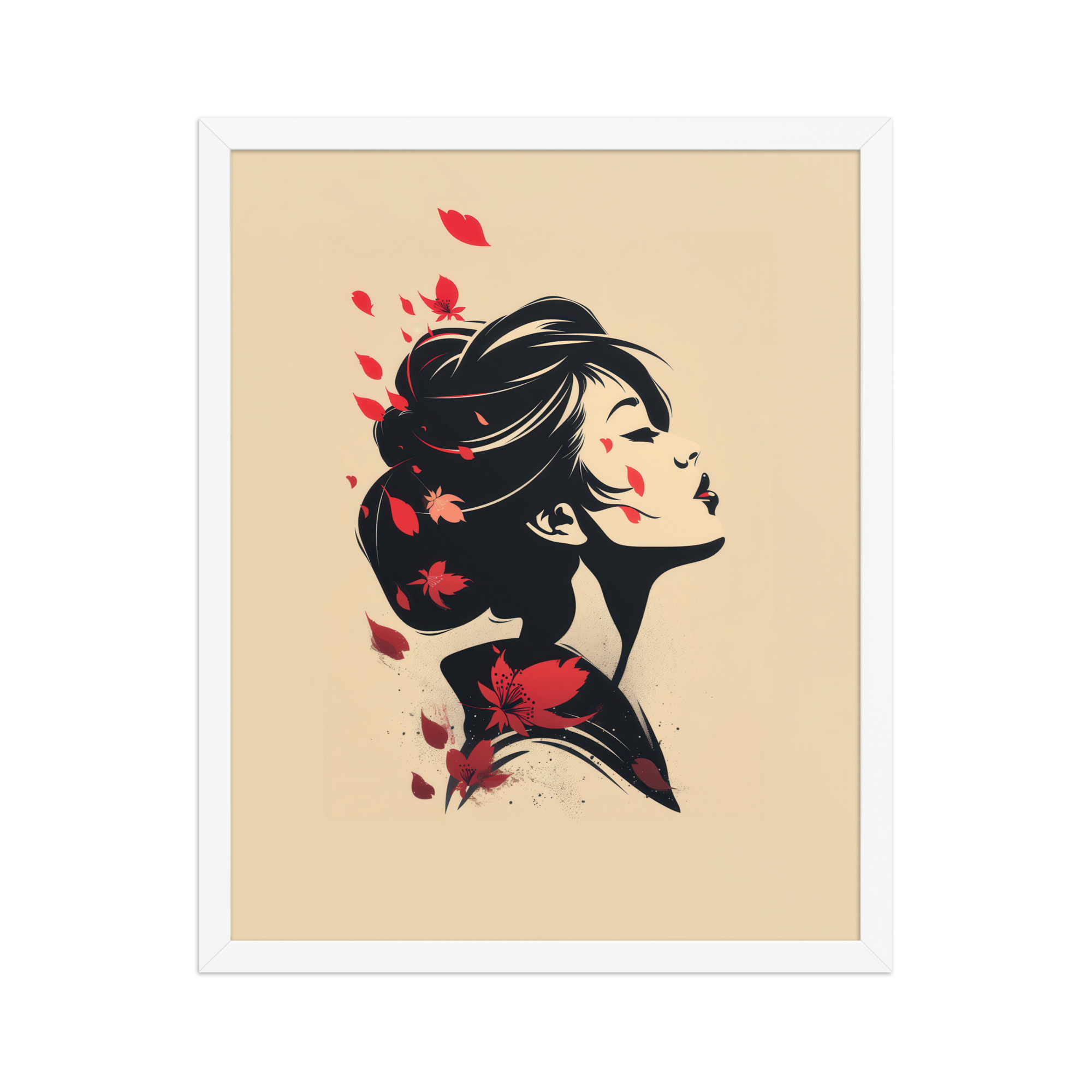 Blossoms in the Wind — Japandi Geisha Minimal Wall Art — Framed Poster - Image 21