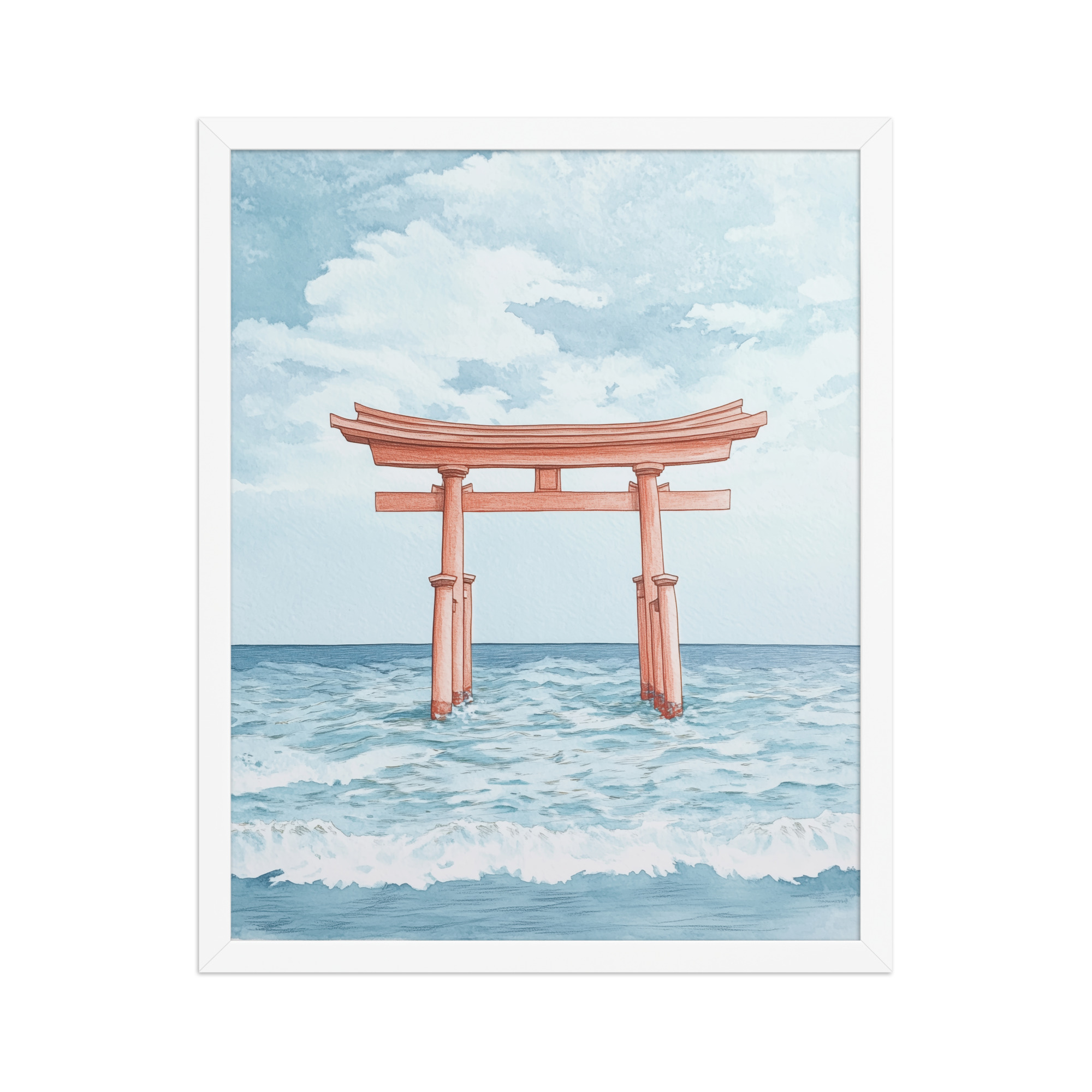 Torii Gate Waves — Coastal Shinto Shrine Wall Decor — Framed Poster - Image 21