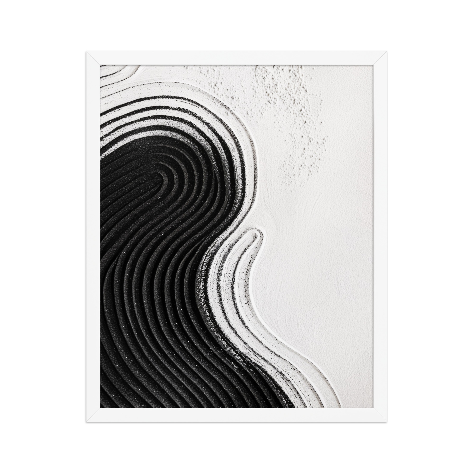 Black & White Ripple – Abstract Zen Sand Pattern Wall Art – Framed Poster - Image 21