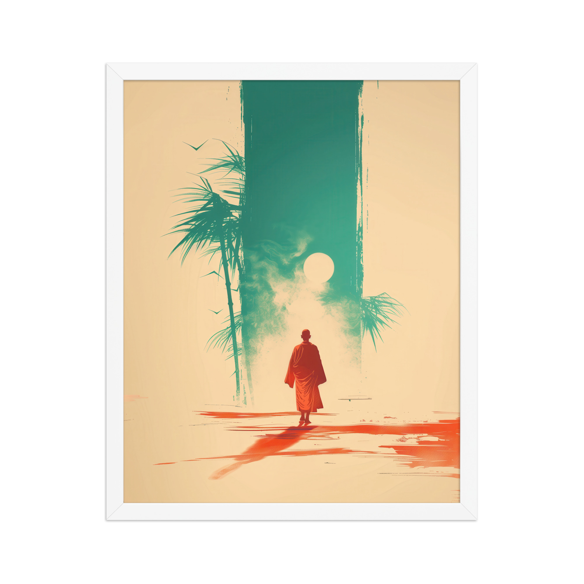 Solitary Monk – Bamboo Journey Japandi Zen Wall Art – Framed Poster - Image 21