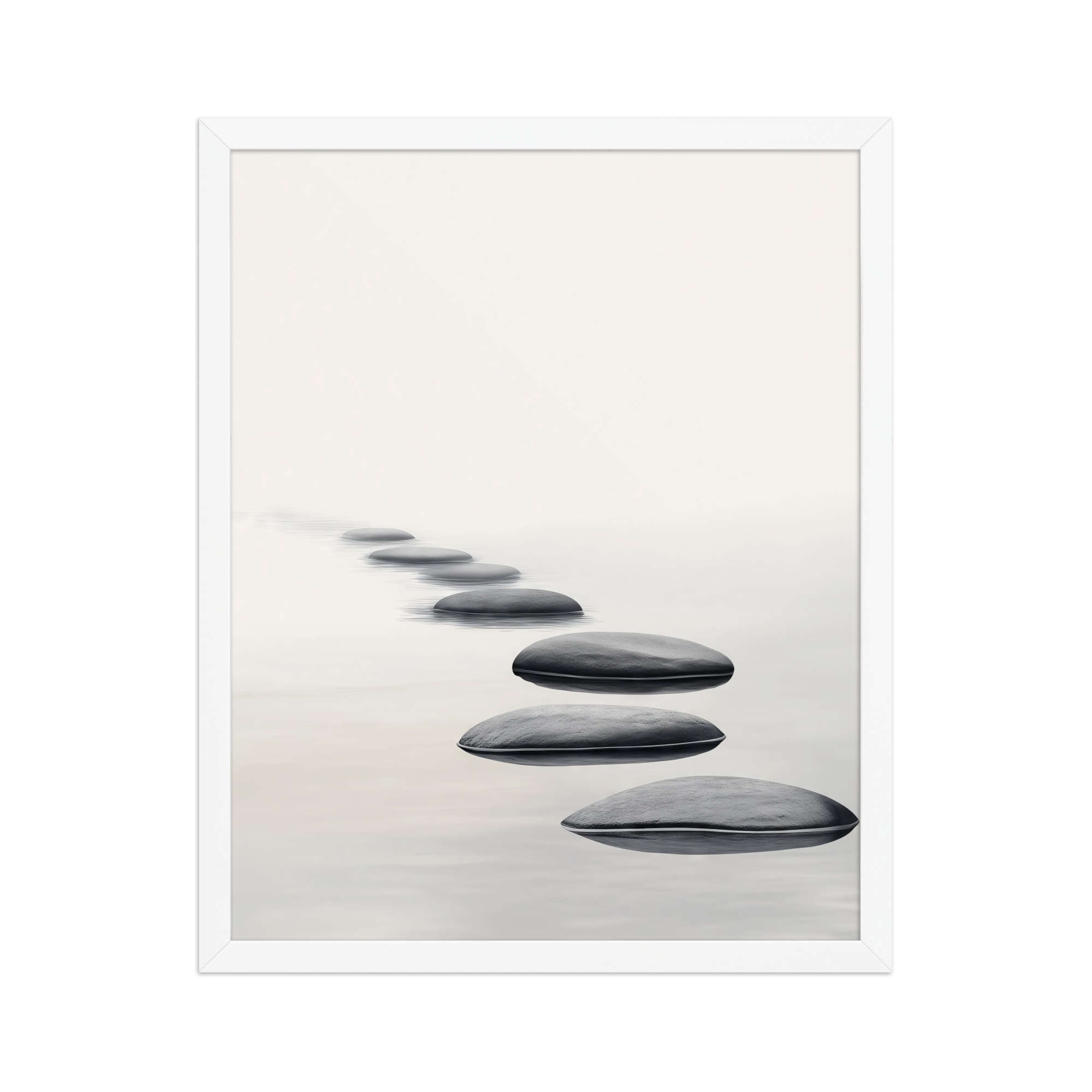 Path of Tranquility – Stepping Stones Minimal Zen Wall Art – Framed Poster - Image 7