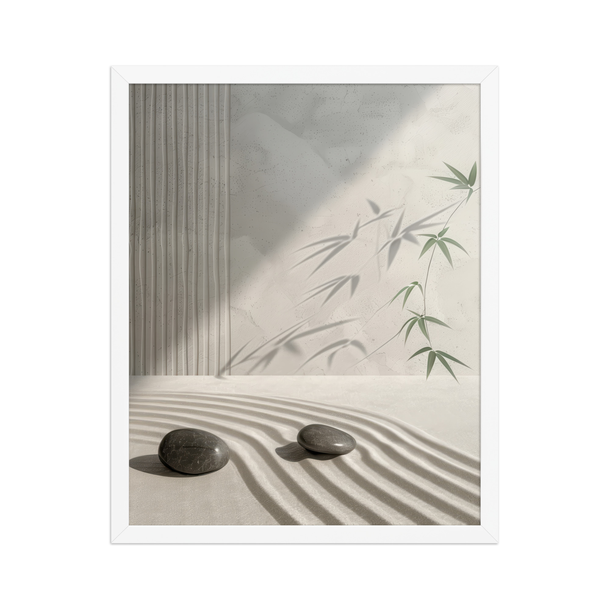 Bamboo Shadow Zen Garden Light & Shadow Japandi Wall Art – Framed Poster - Image 12
