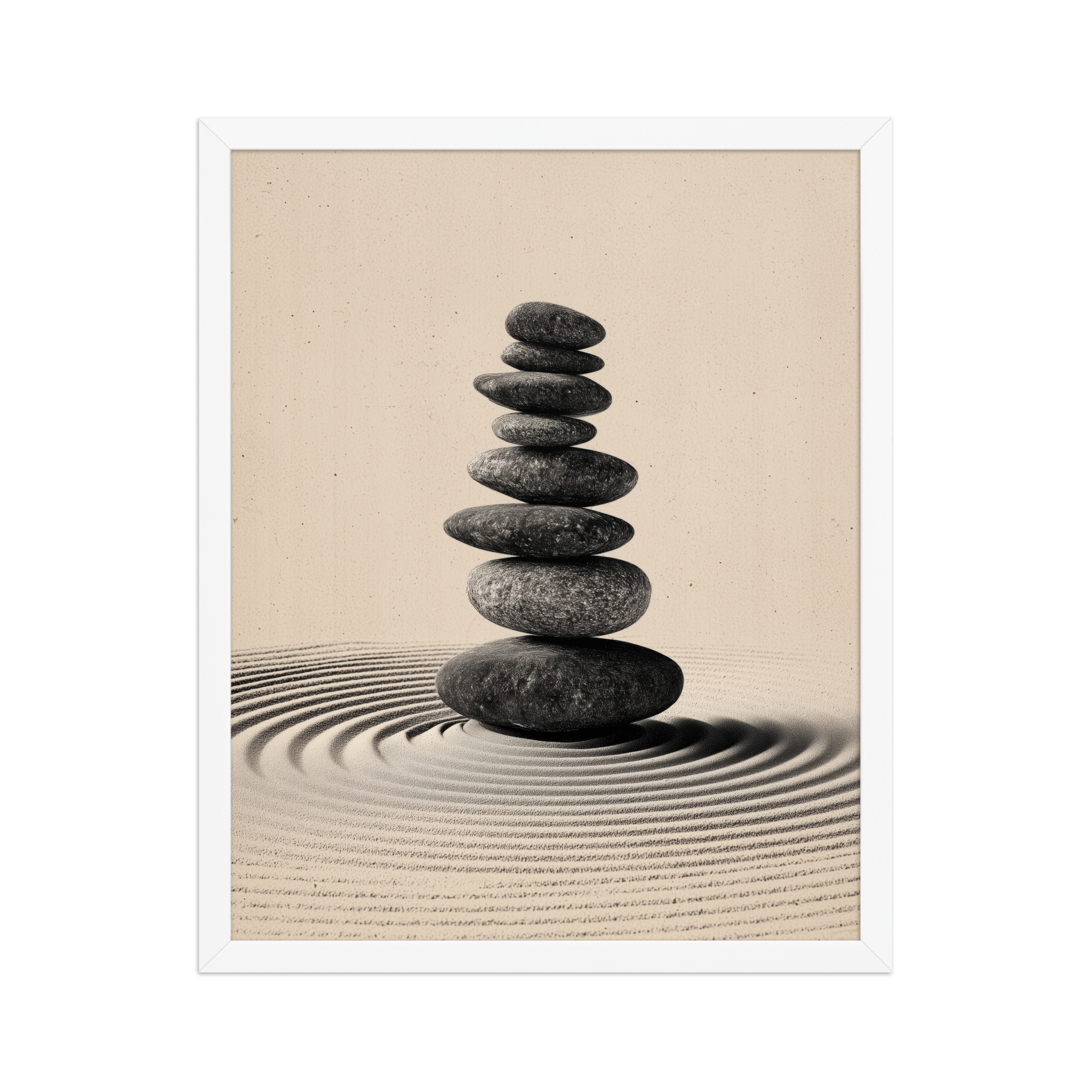 Balanced Stillness – Stacked Stones I Neutral Zen Stones Wall Art – Framed Poster - Image 21