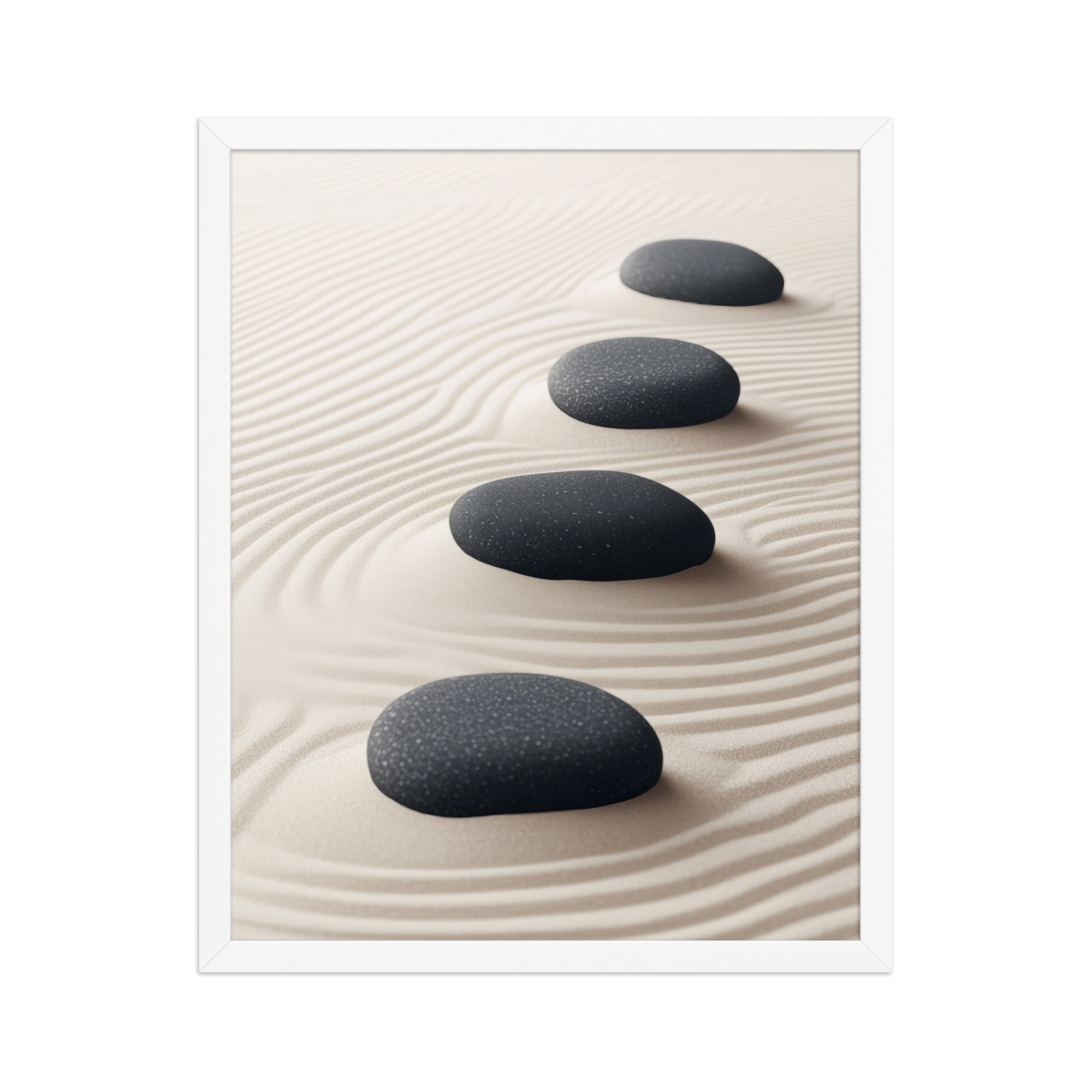 Zen Balance – Charcoal Stones on Sand Minimal Wall Art – Framed Poster - Image 21