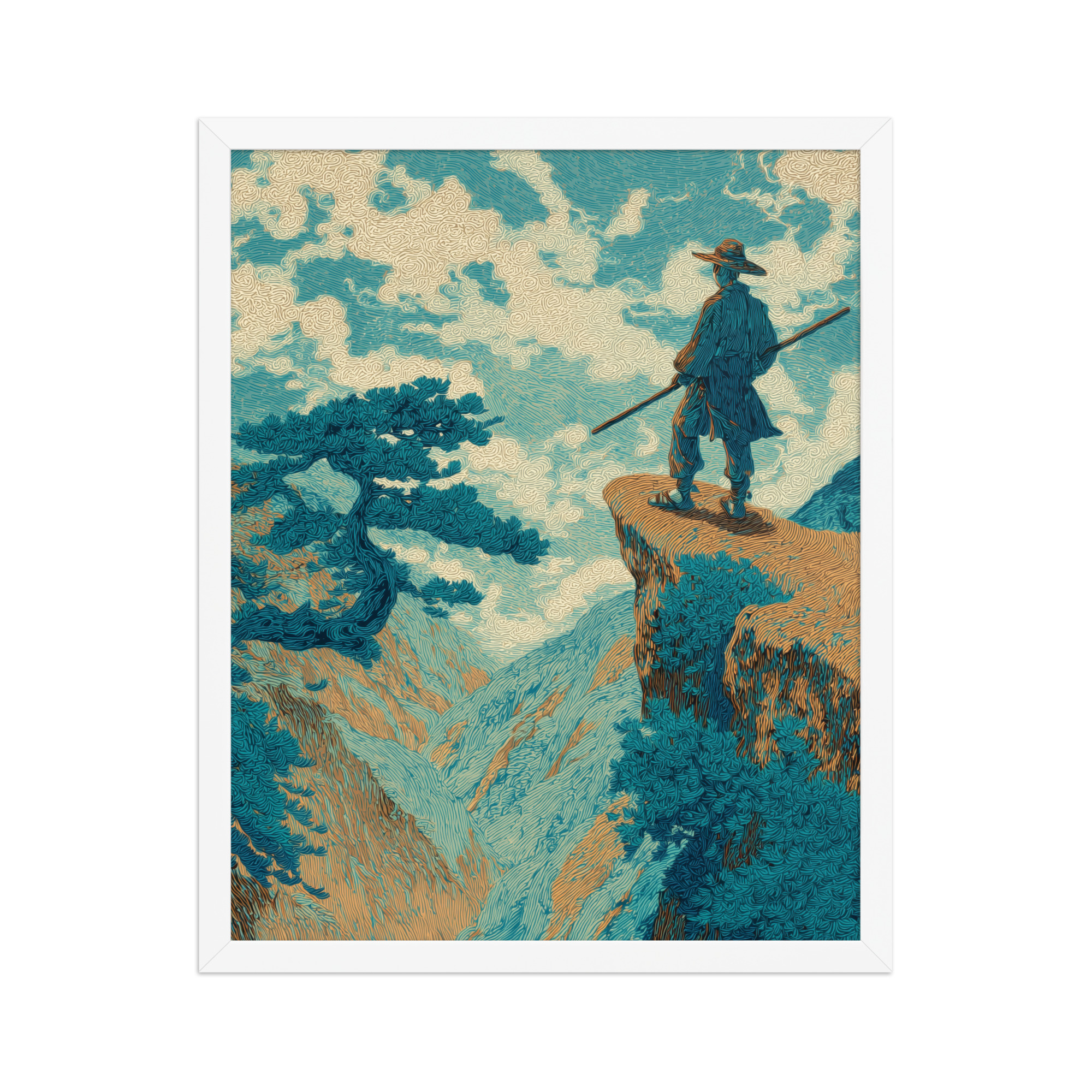 Cliff Wanderer I Hokusai – Vintage Ukiyo-e Cliff Landscape Wall Art – Framed Poster - Image 15