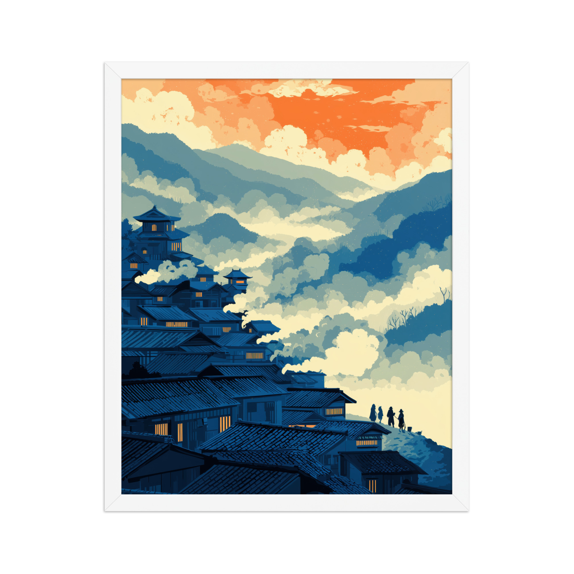 Twilight Over Hillside Village – Ukiyo-e Wall Art Print – Framed Poster - Image 18