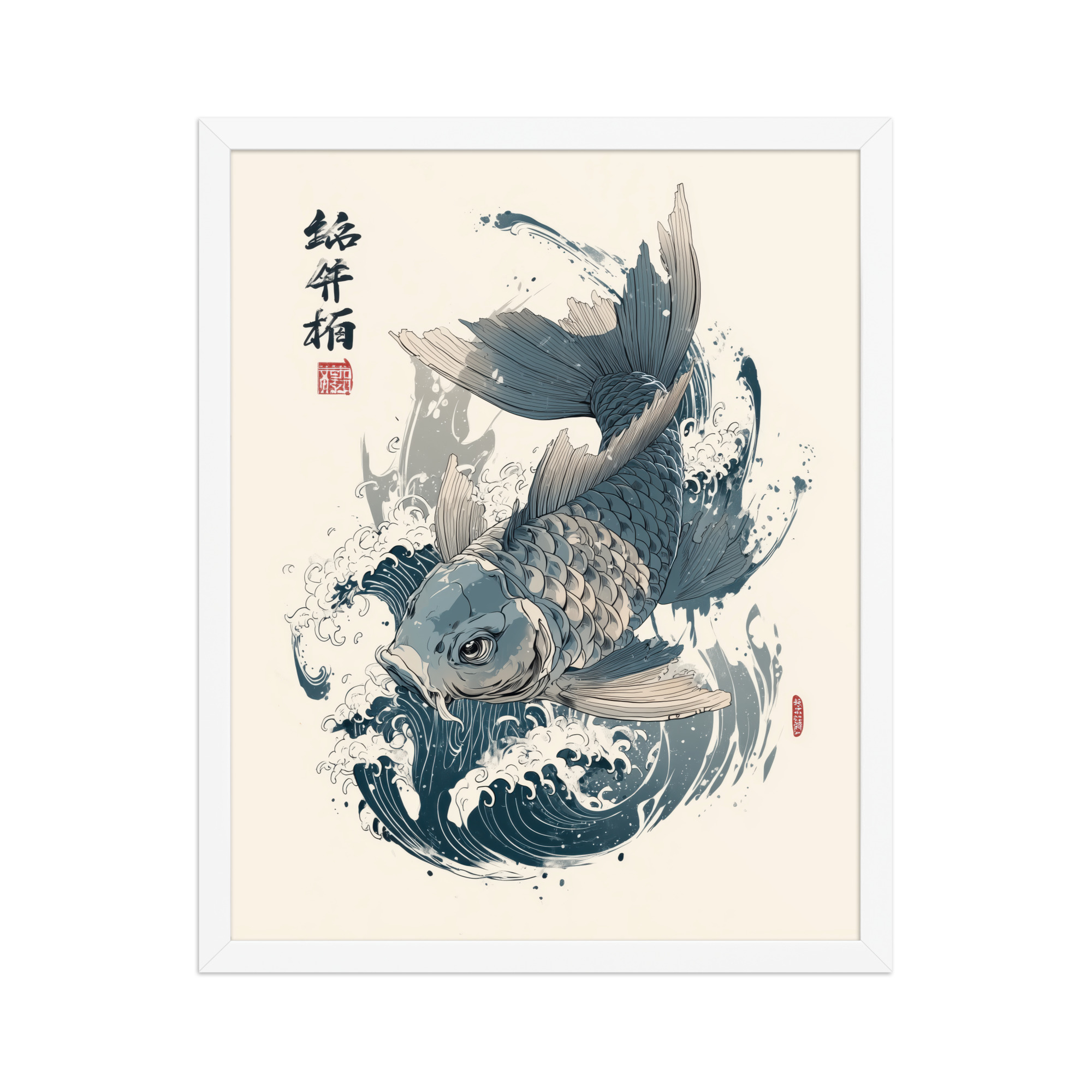 Ukiyo-e Koi Splash – Ukiyo-e Wall Art Print – Framed Poster - Image 15