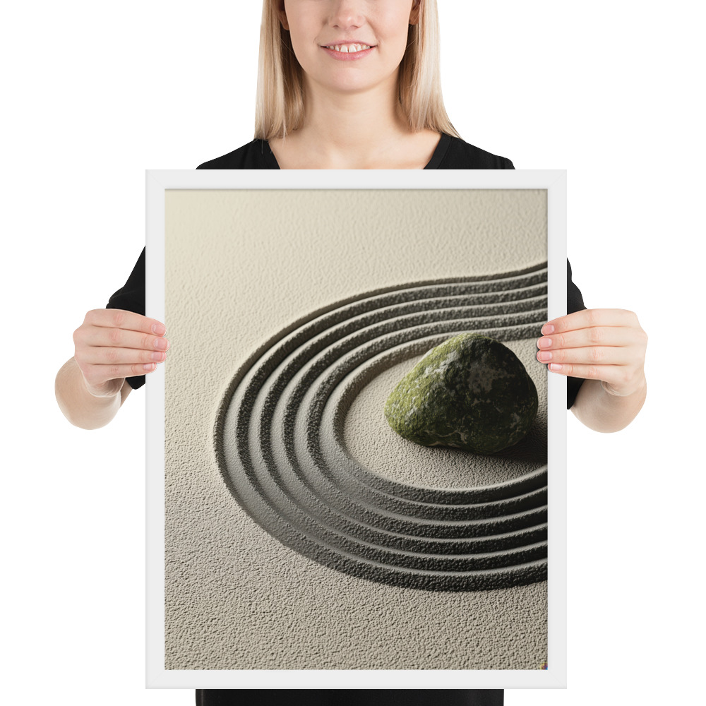 Zen Garden Harmony – Moss Stone II Minimal Wall Art – Framed Poster - Image 8