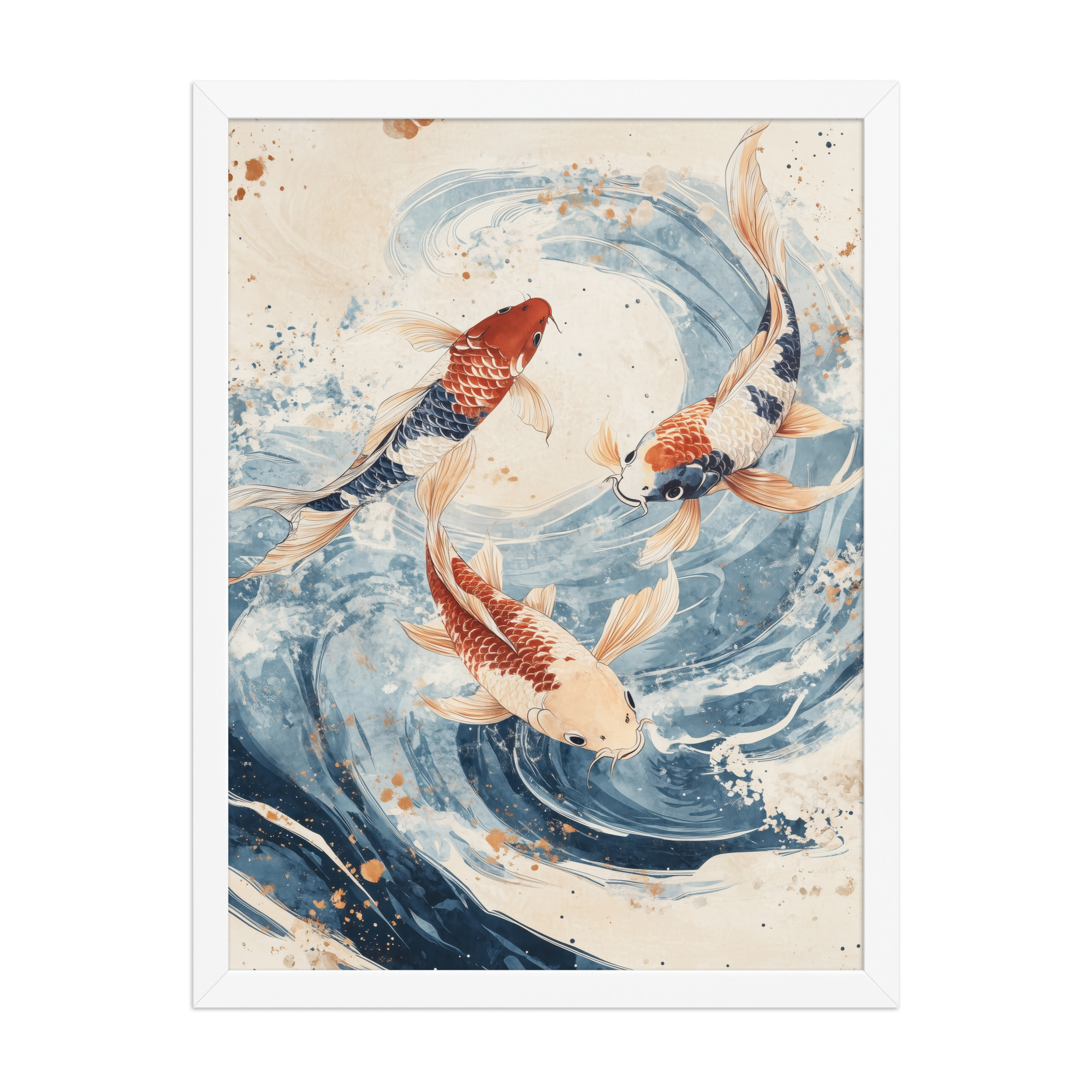 Dancing Koi Trio — Japanese Koi Wall Art — Framed Poster - Image 19