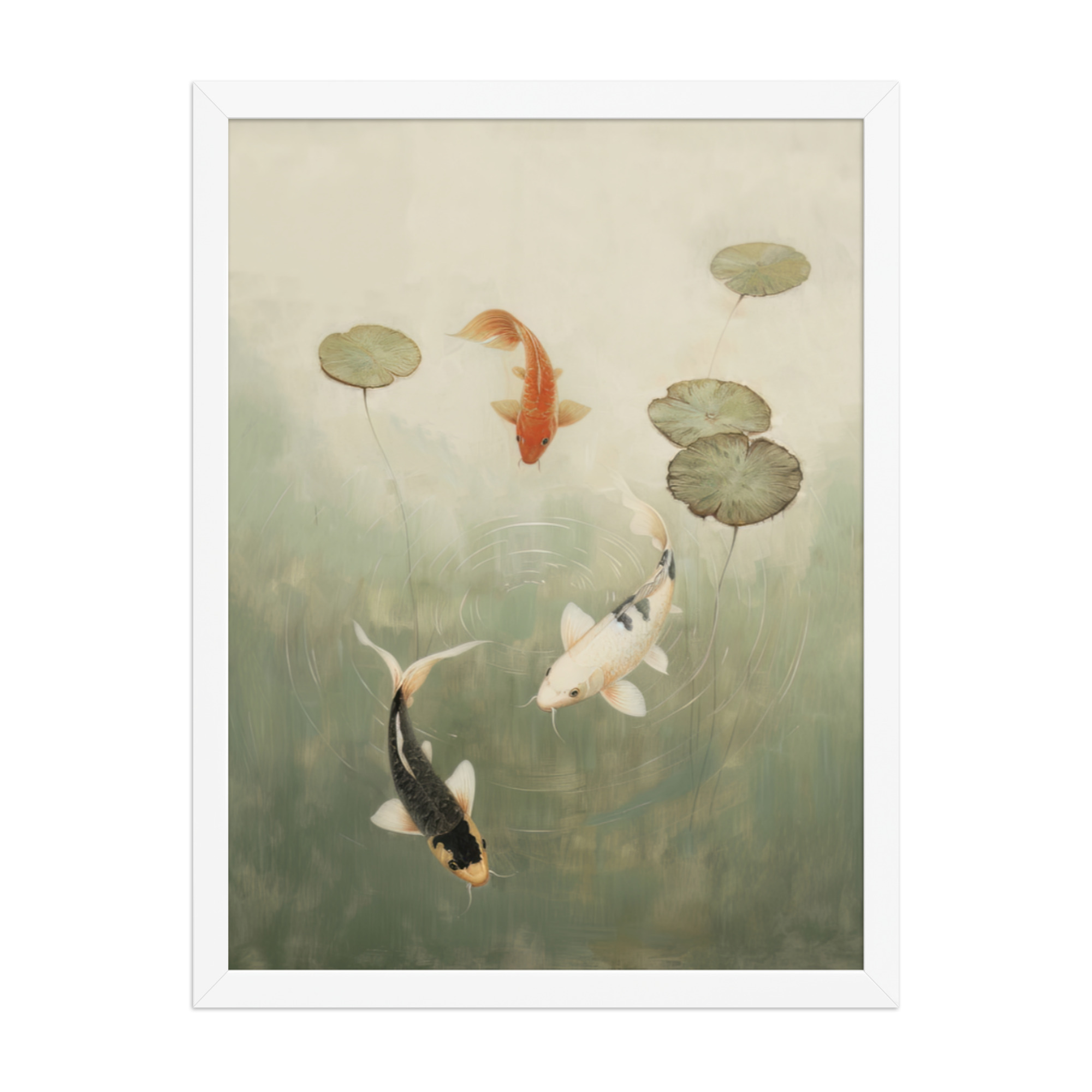 Koi Among Lilies — Tranquil Pond Art — Framed Poster - Image 22