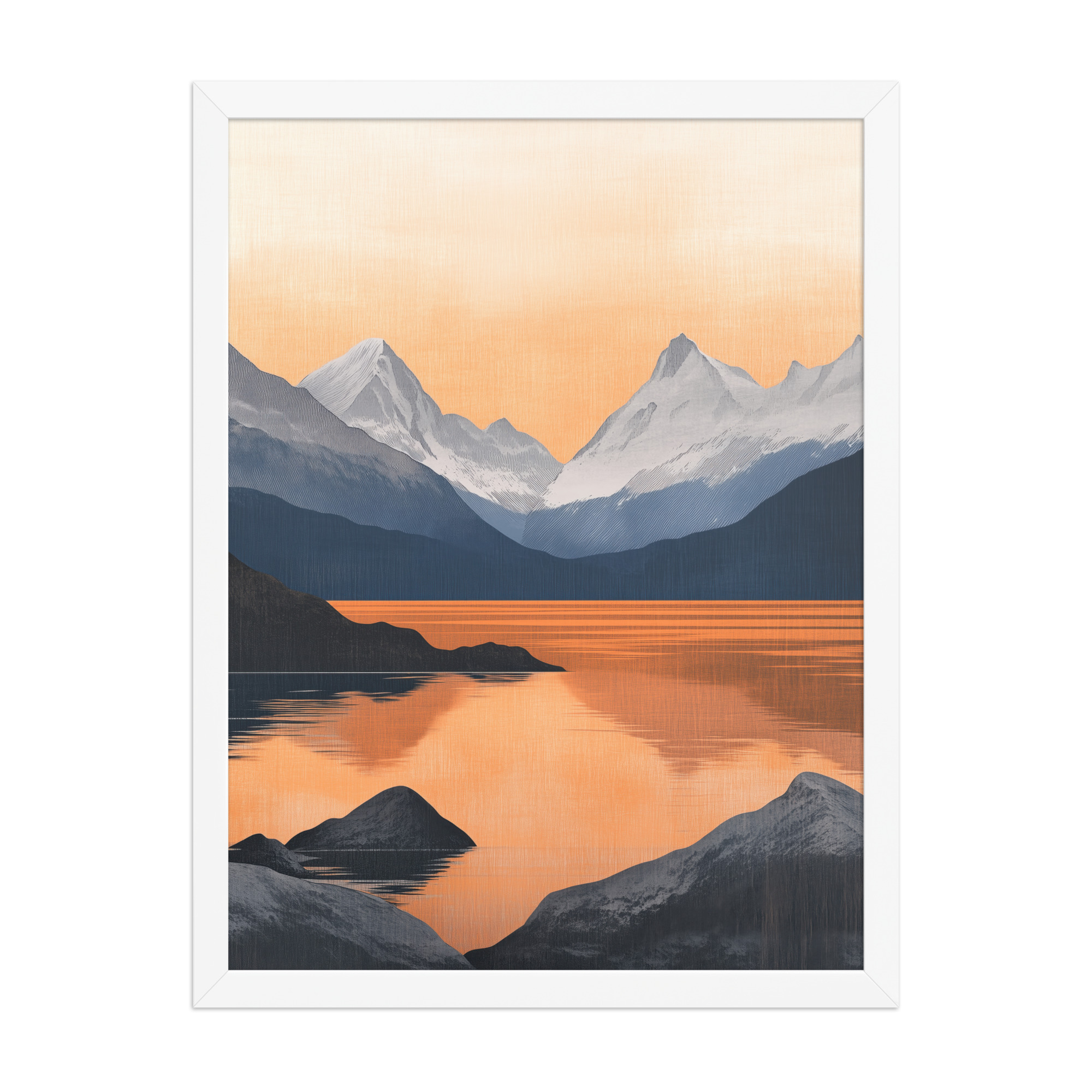 Nordic Sunset Reflections — Serene Mountain Lake Panorama Landscape Wall Art — Framed Poster - Image 19